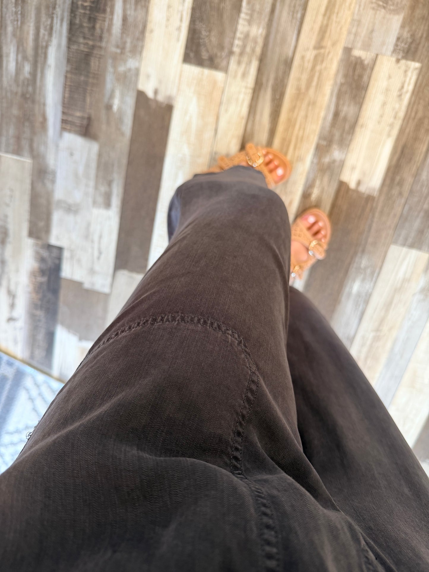 Tencel Drawstring Wide Leg Pants