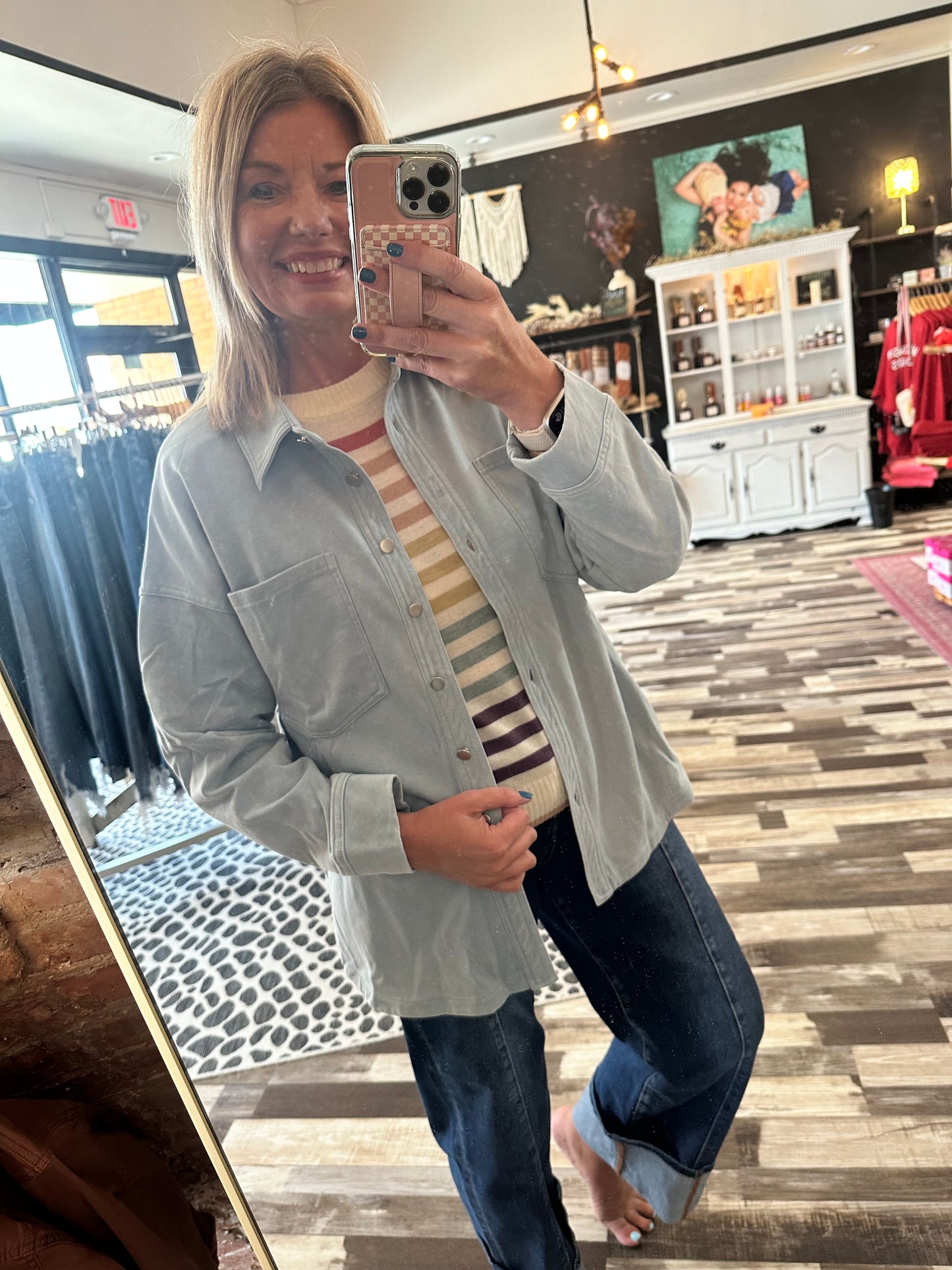 The Tenley Mineral Washed Tencel Oversized Knit Shacket