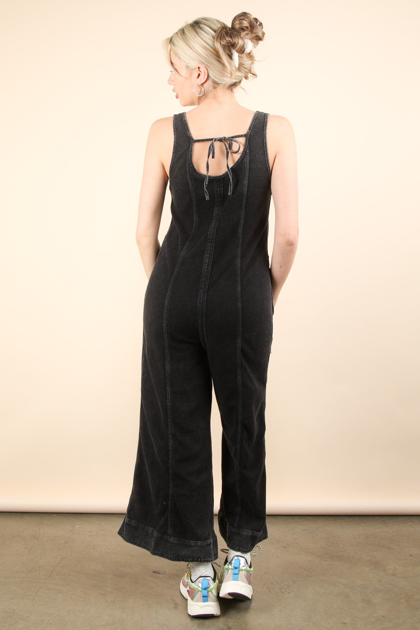 The Callie Mineral Washed Waffle Knit Jumpsuit