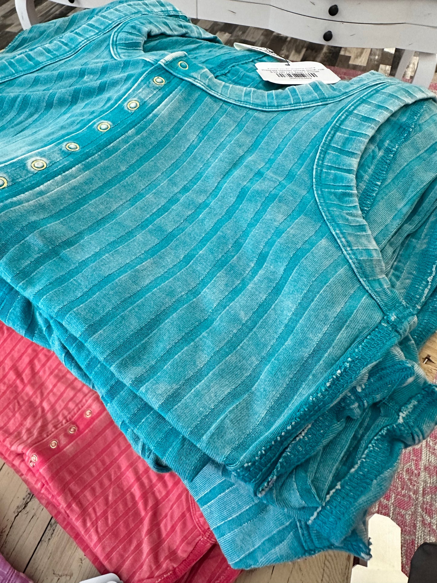 Washed Ribbed Scoop Neck Top