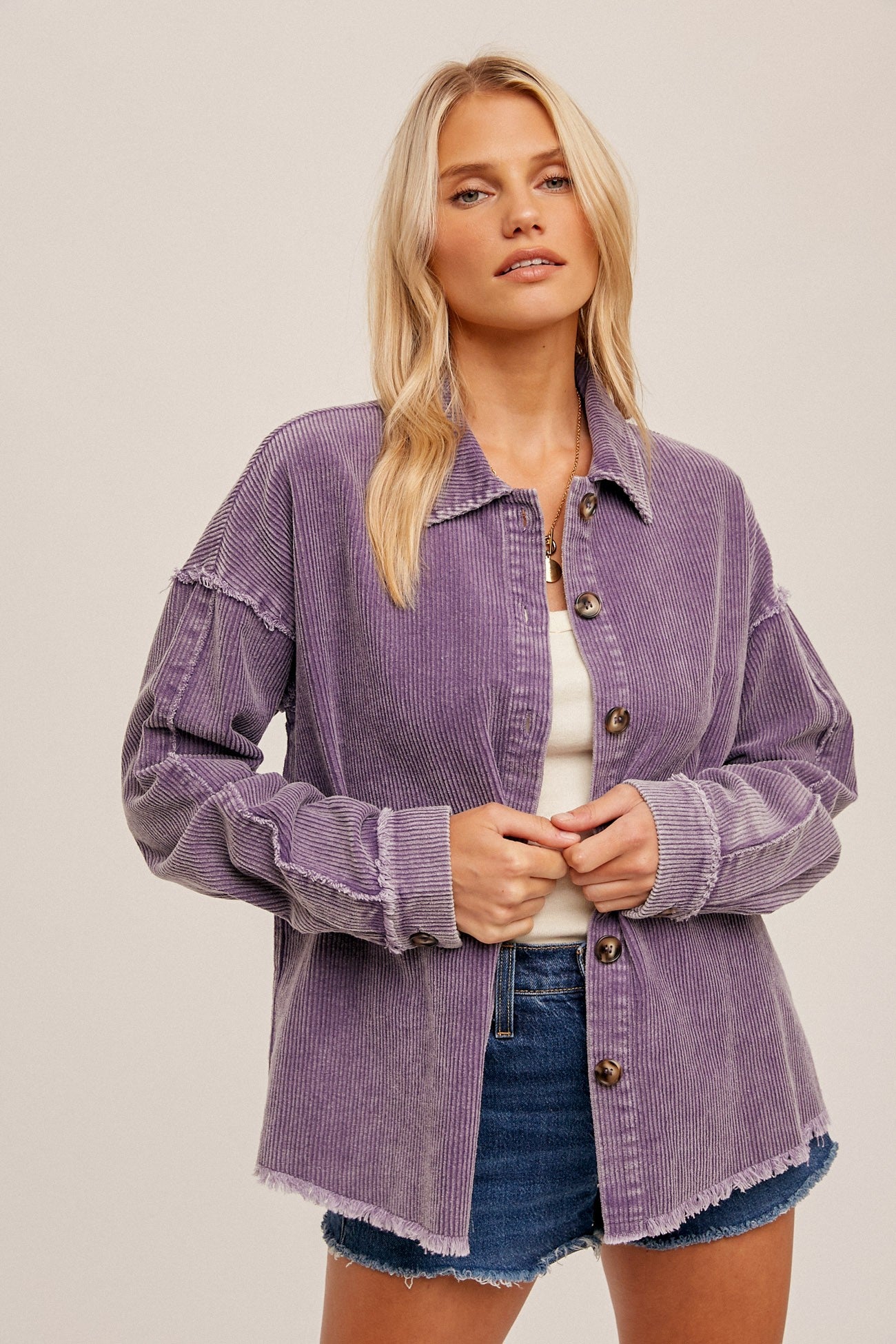 Vintage Washed Corduroy Button Down Shacket
