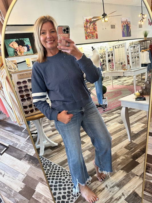 Varsity Striped Knit Sweatshirt