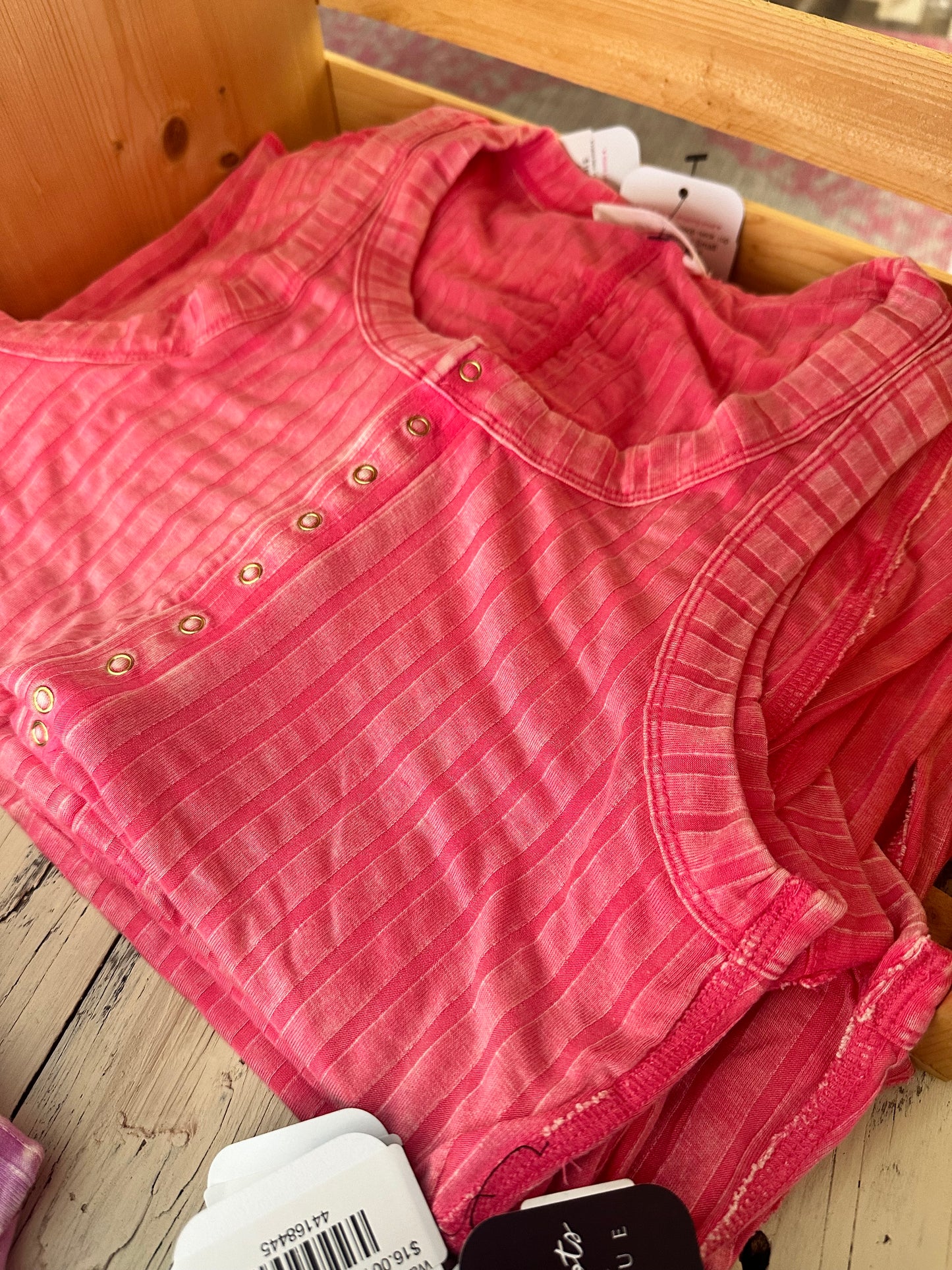 Washed Ribbed Scoop Neck Top