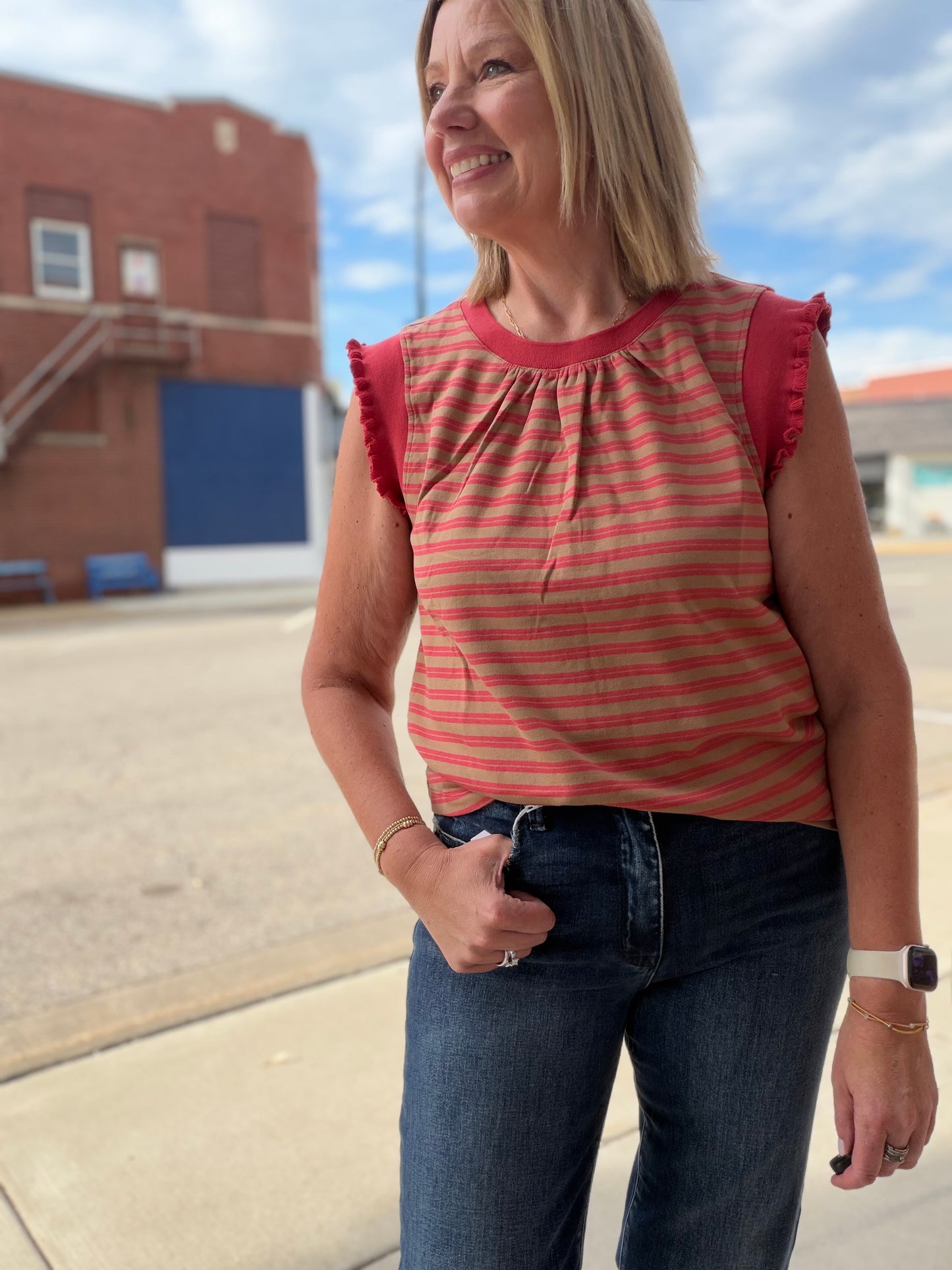 The Jada Ruffled Knit Banded Top