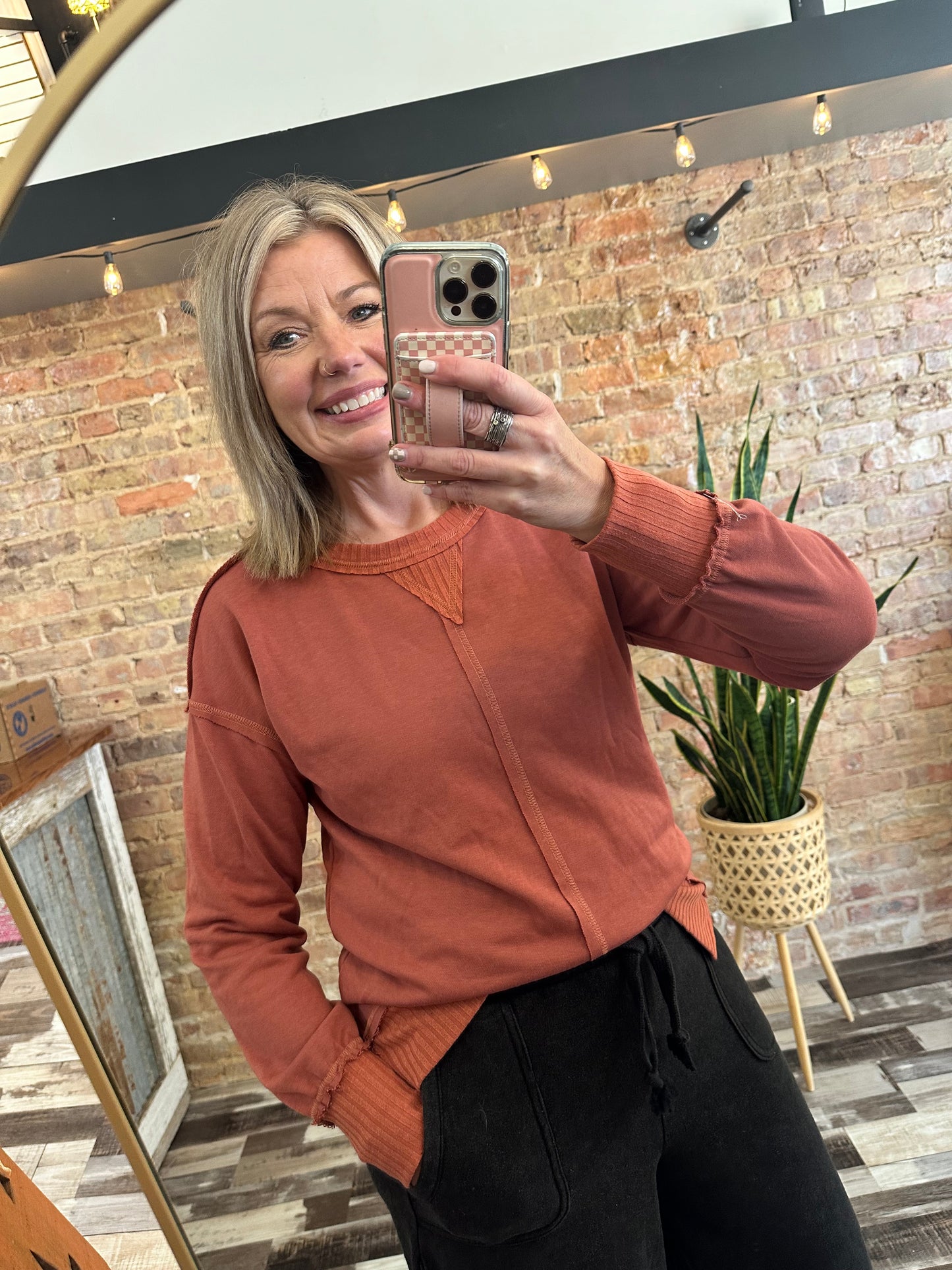 The Tori Rib Contrasted French Terry Top