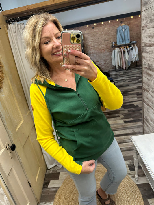 Game Day Green Bay Half Zip Hoodie