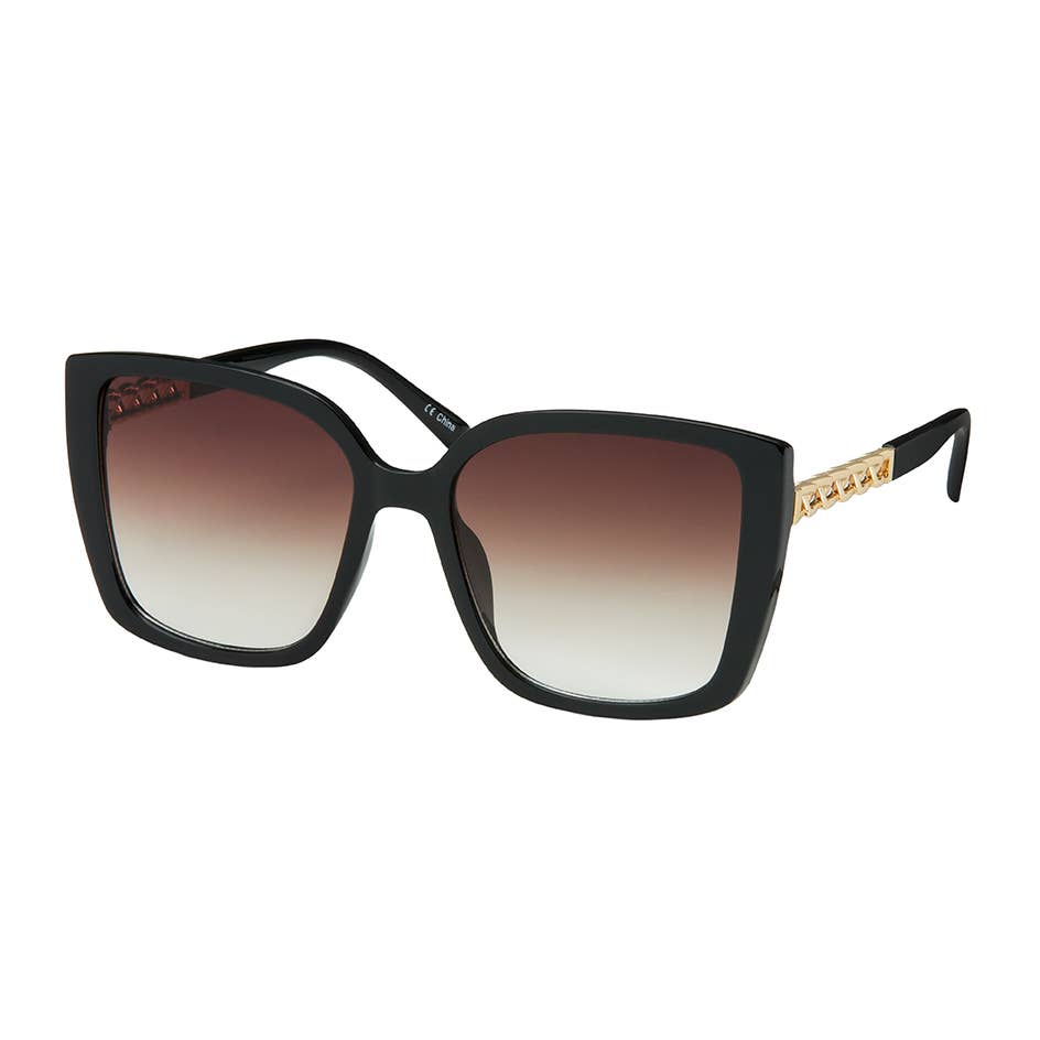1236 NEW - Jade- O/S Square Chain Temple Sunglasses