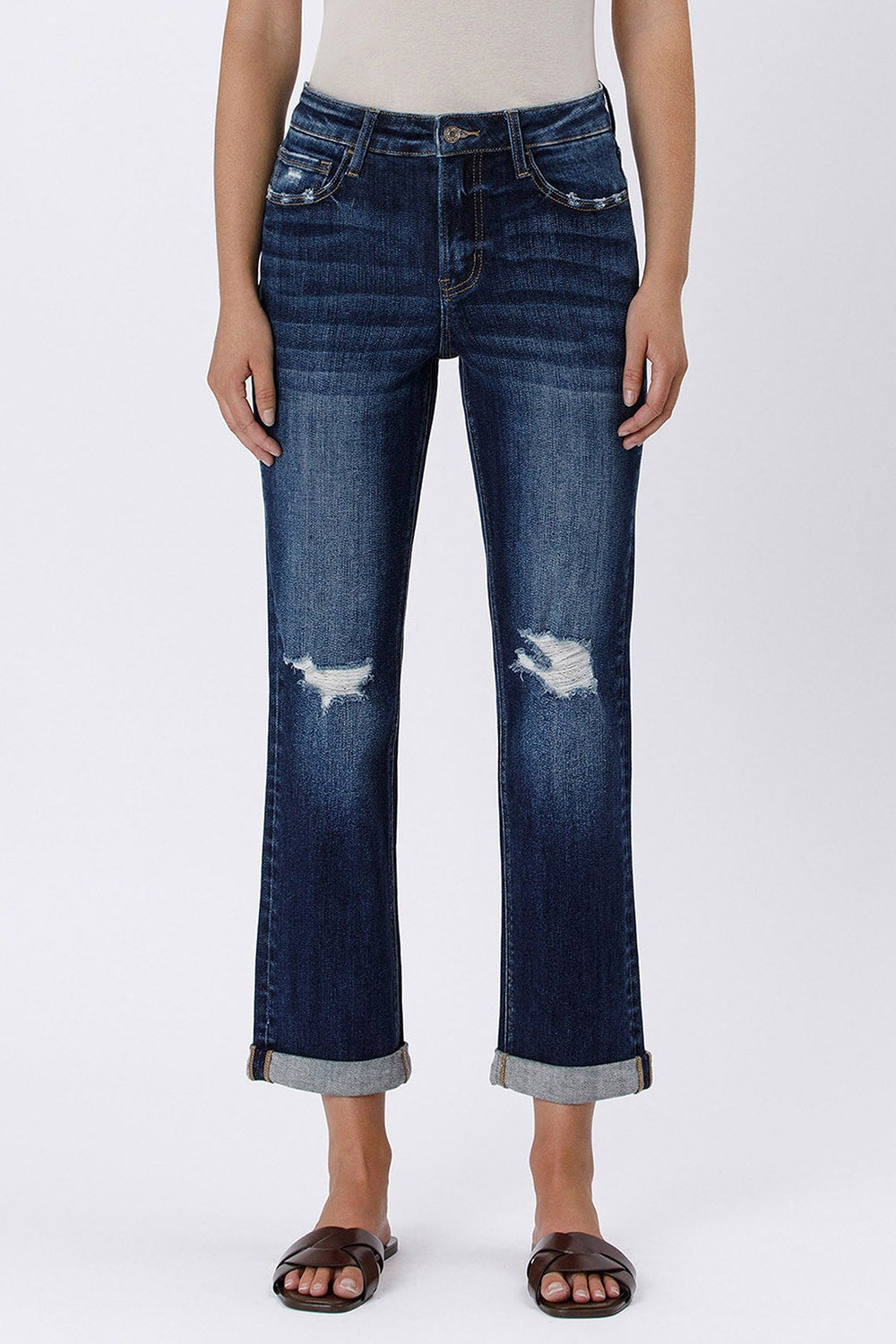 Lovervet High Rise Rolled Up Crop Straight