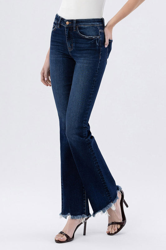 Lovervet High Rise Frayed Hem Bootcut Jeans