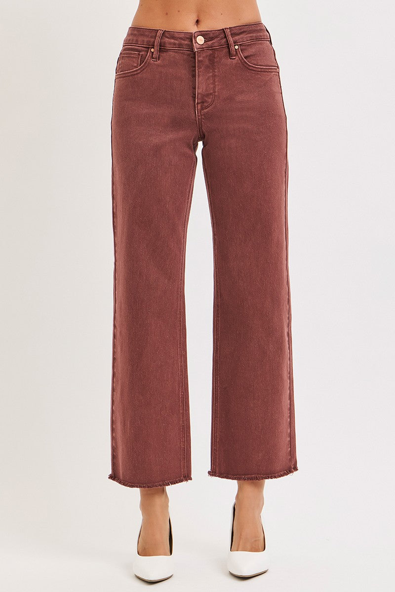 Risen Mid Rise Ankle Wide Pants In Lurex Fabric