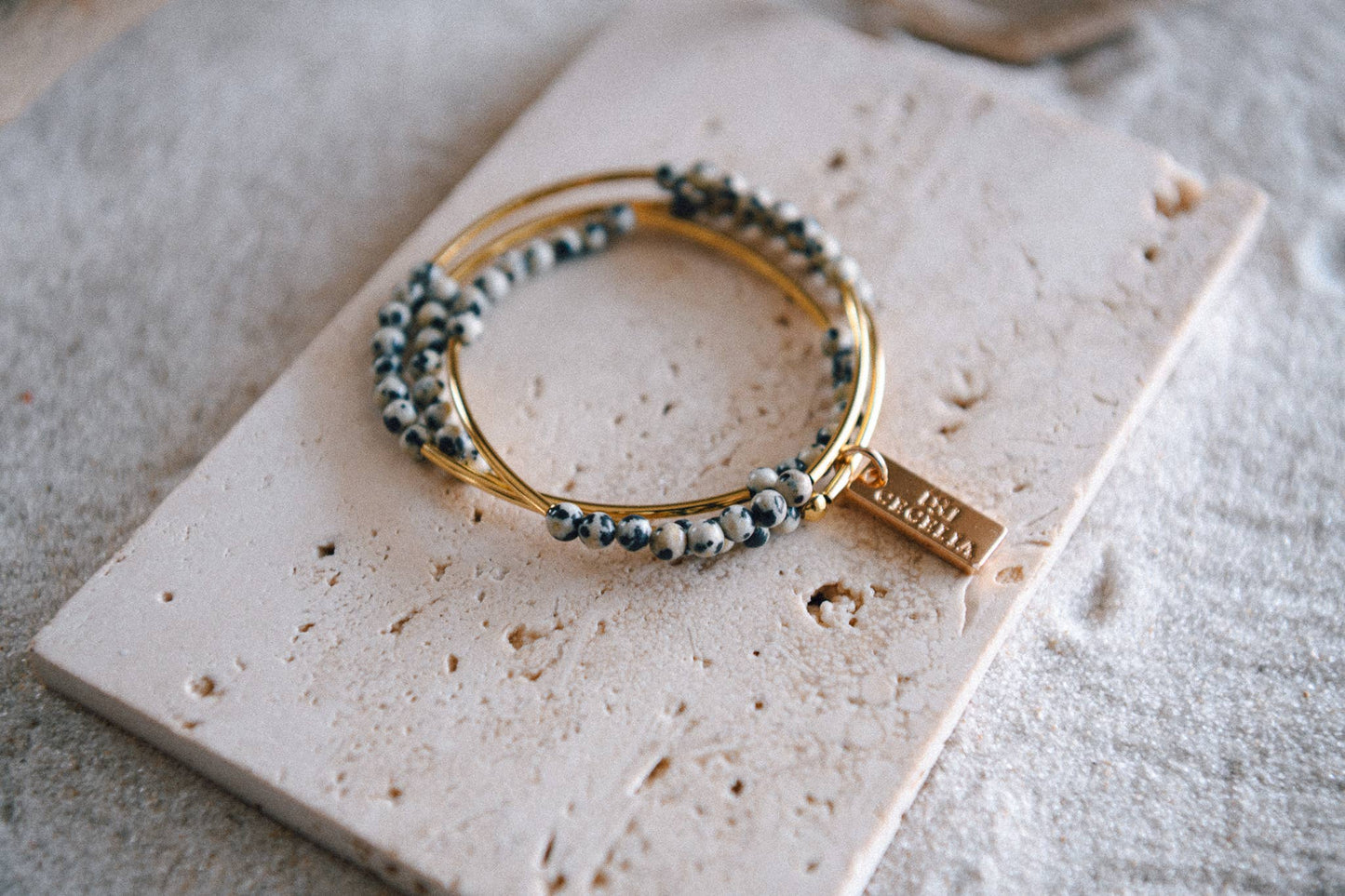 Gemstone and Gold Plated Triple Wrap Bracelets