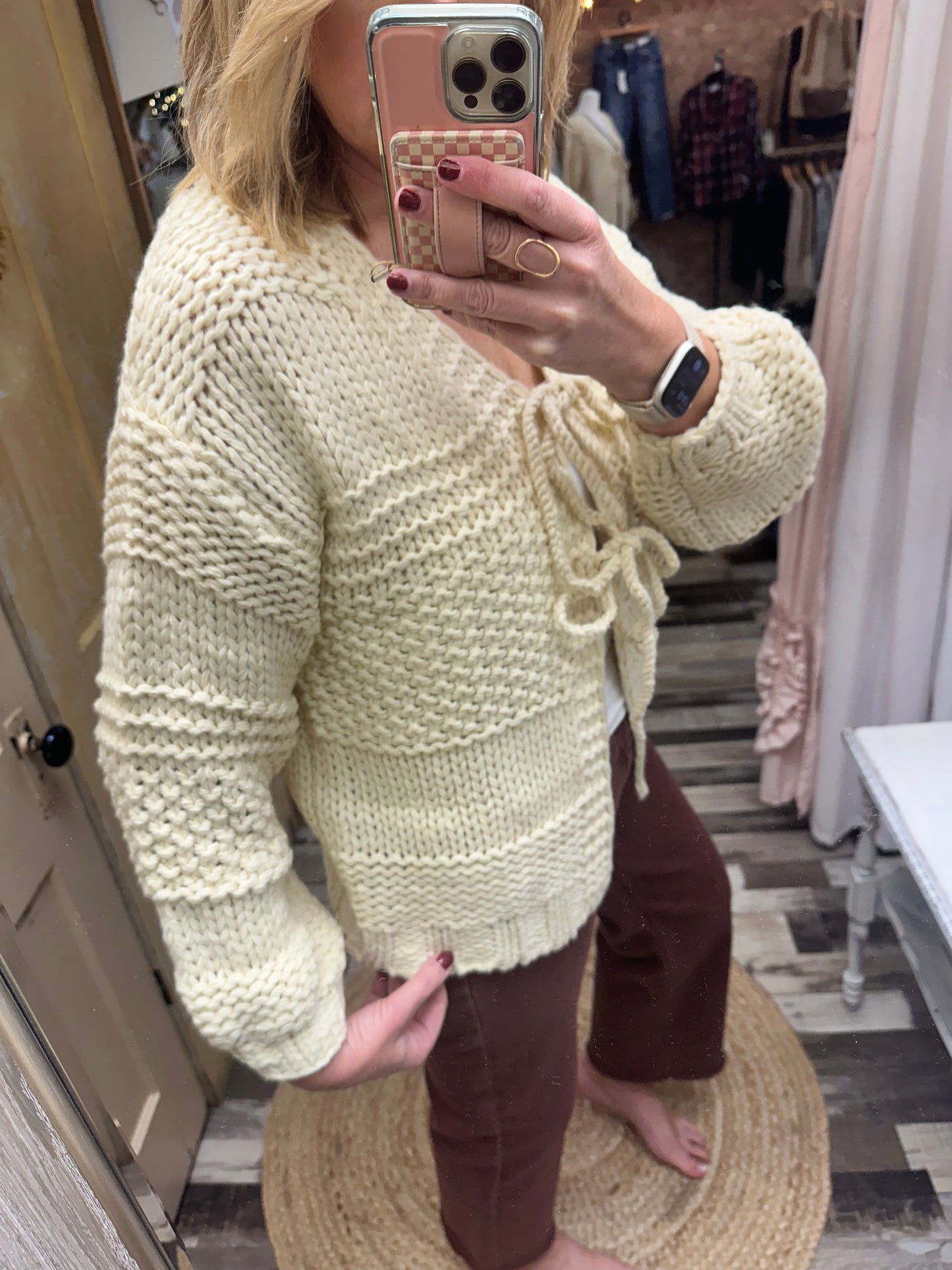 Iggy Chunky Tie Front Hand Knit Cardigan