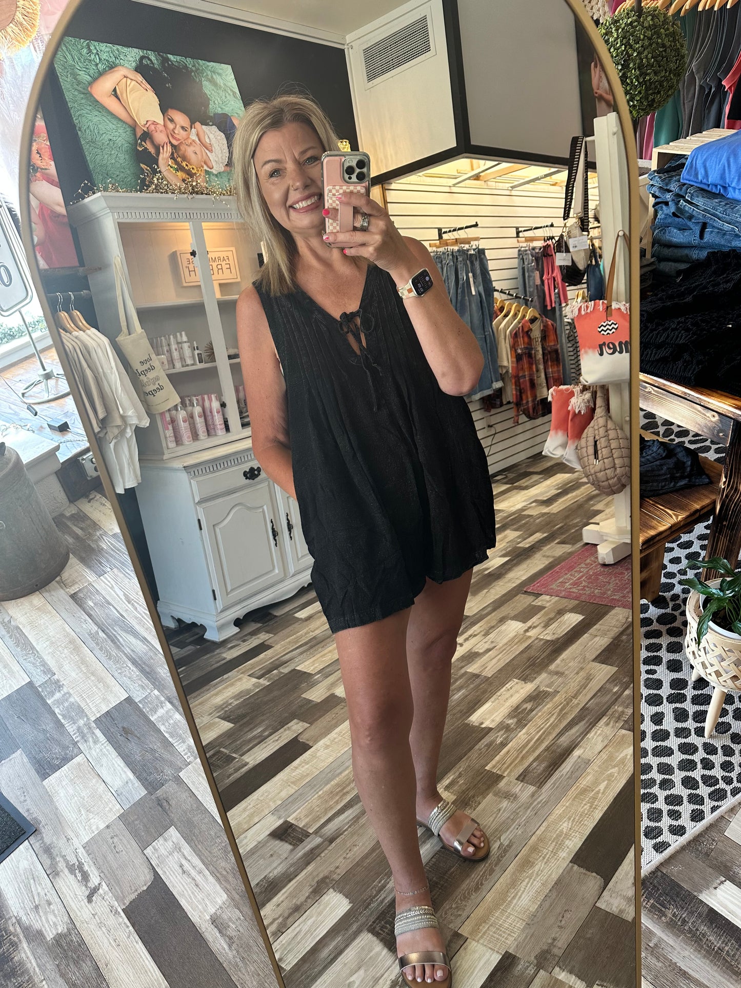 The Gwen Pleated Mineral Wash Romper