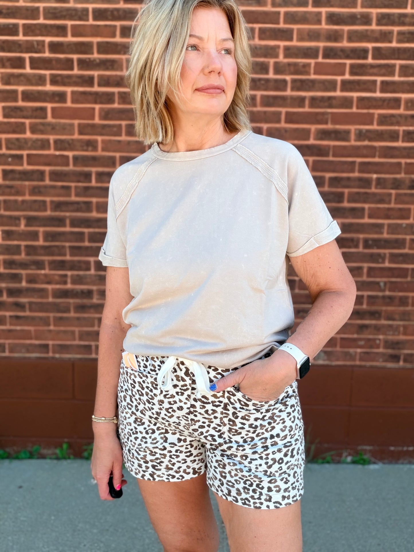 The Chrissy French Terry Washed Curved Hem Top