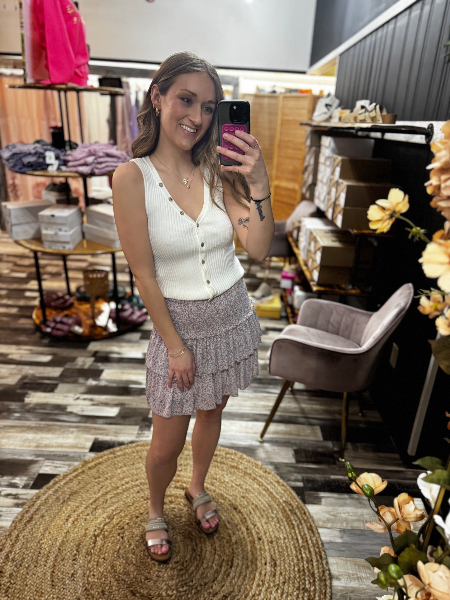 Ruffle Ditsy Floral Top or Skirt