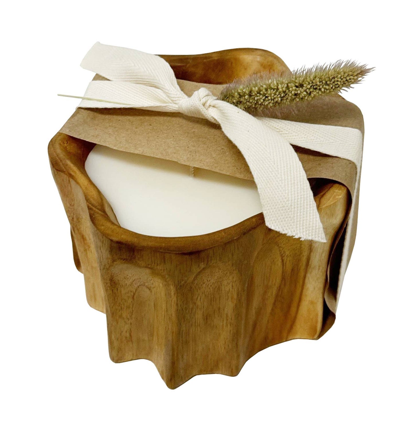 Petite Teak Organic Bowl Candle