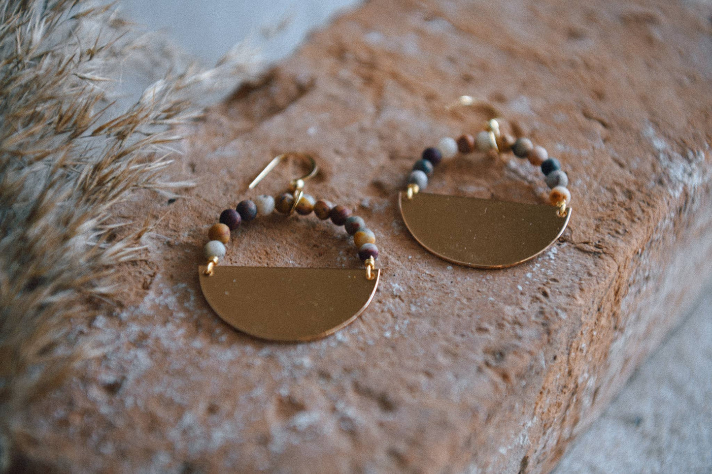 Private Label Stella Beaded Half Moon Hoop Earrings