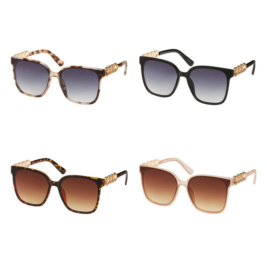 1335 Jade - Oversized W/Metal Design Sunglasses