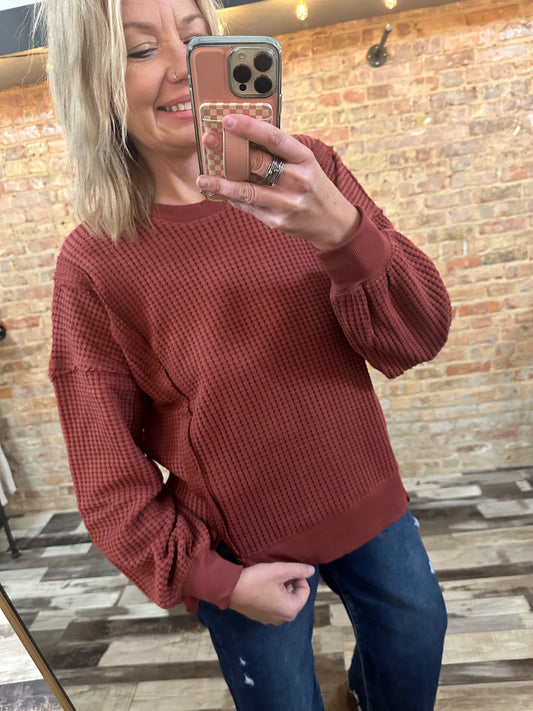 Oversized Waffle Knit Casual Top