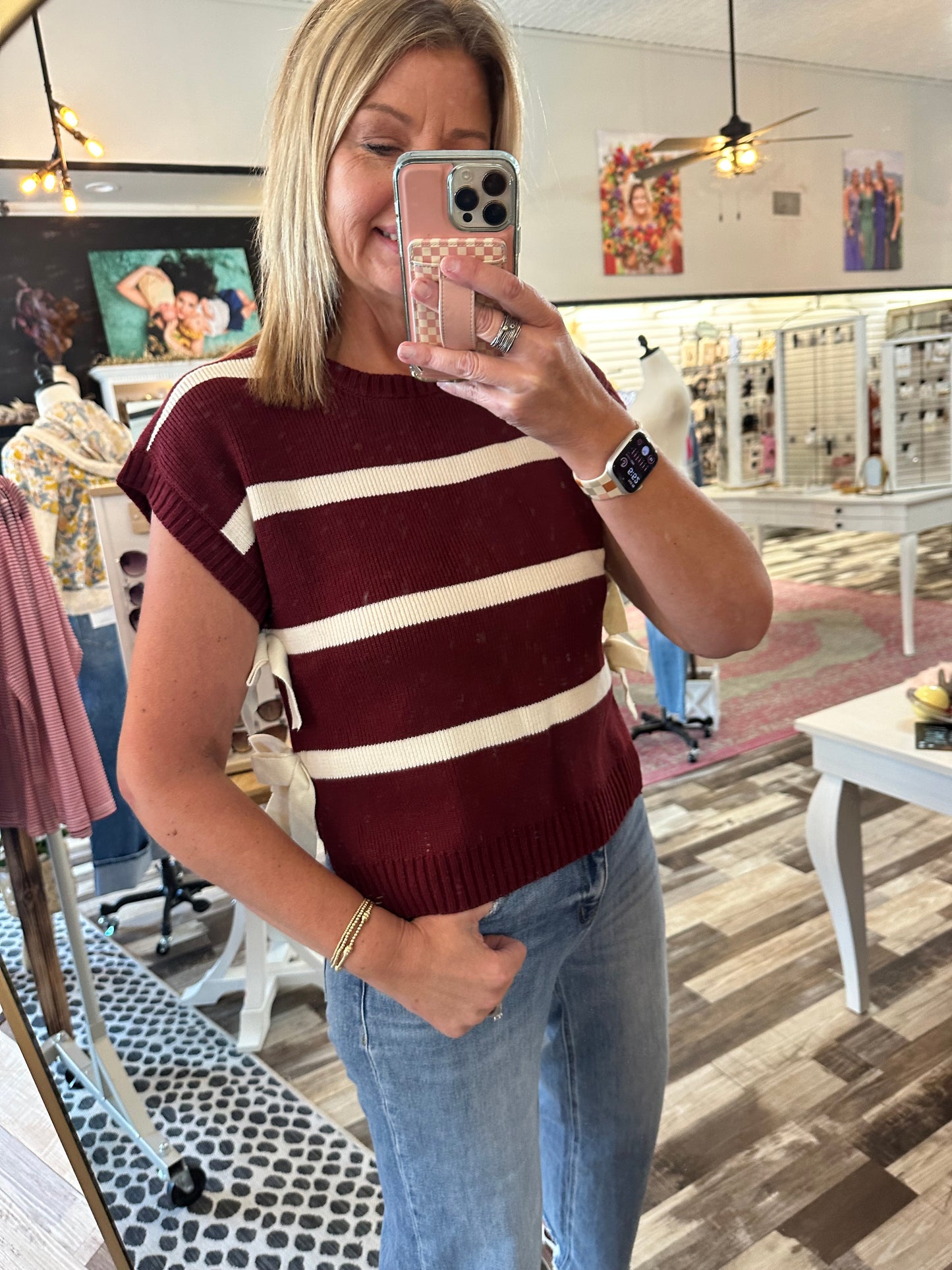 Susan Stripe Side Tie Sweater