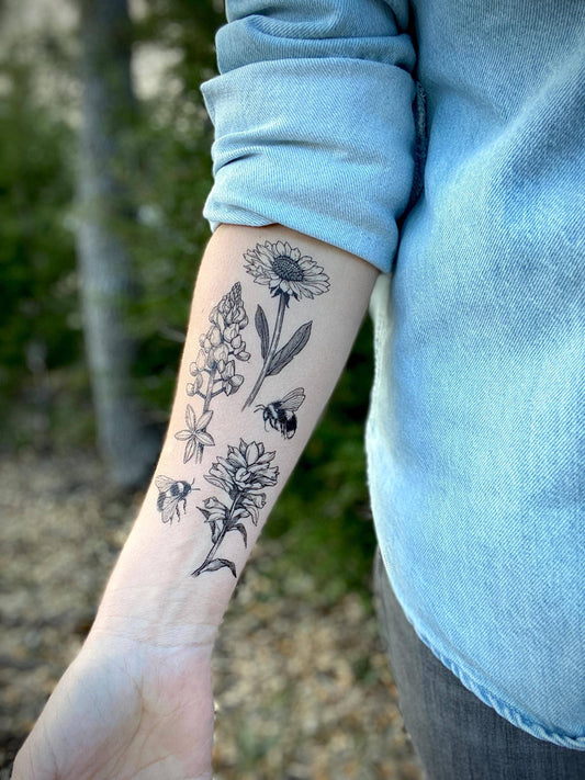Texas Wildflowers Temporary Tattoo
