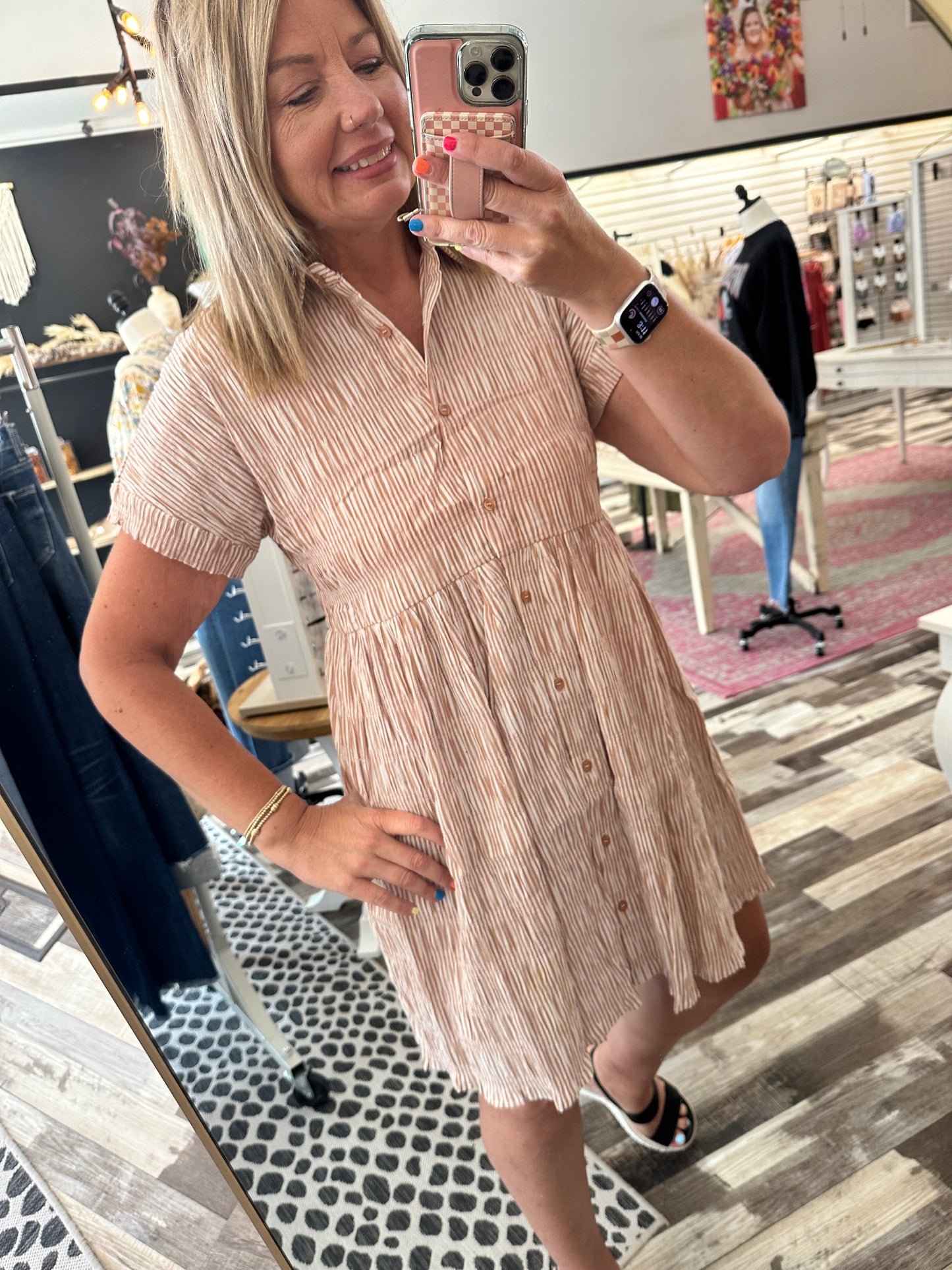 The Blanche Terracotta Stripe Dress