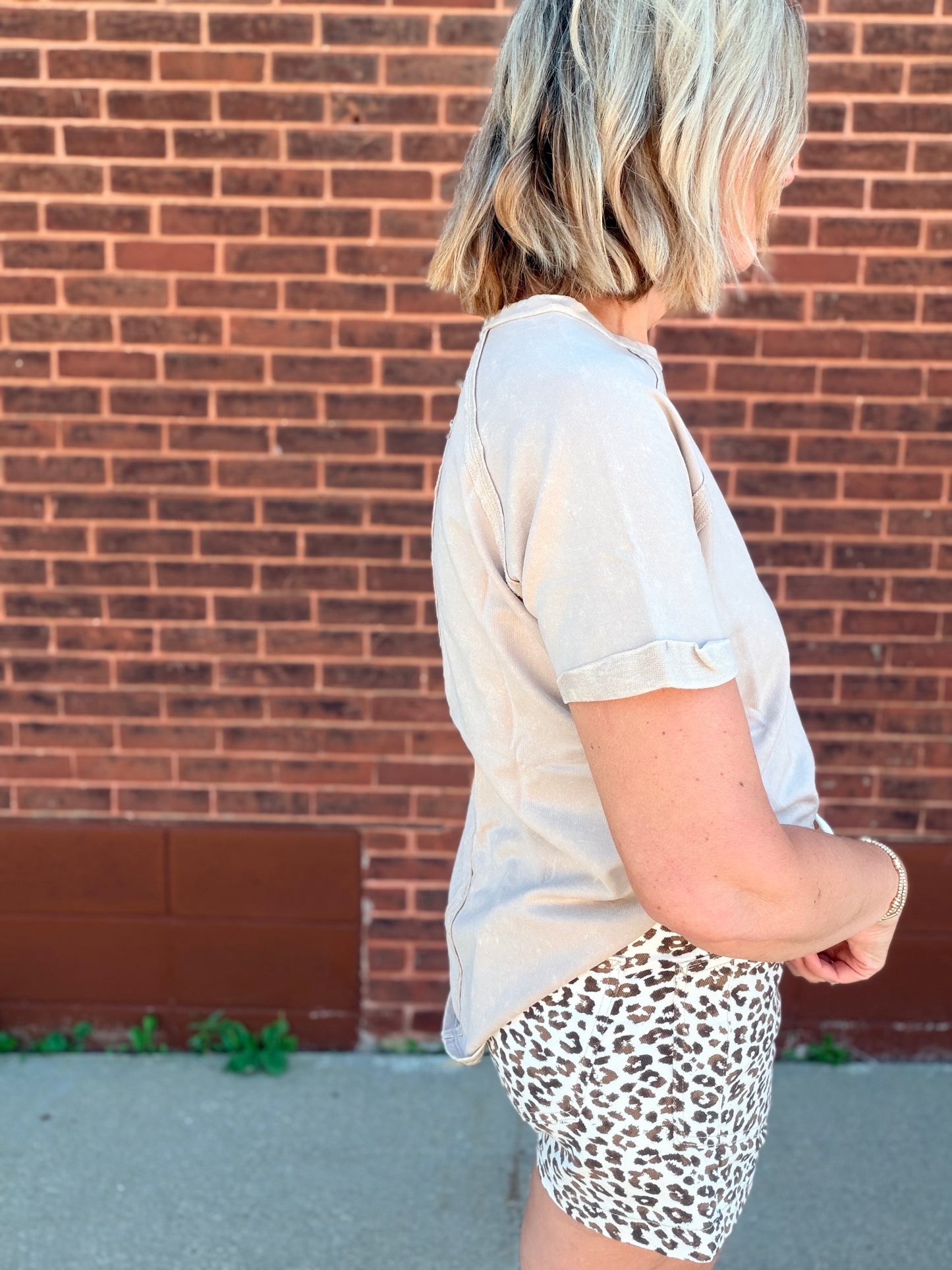 Risen Slouchy Leopard Print Patch Pocket Shorts