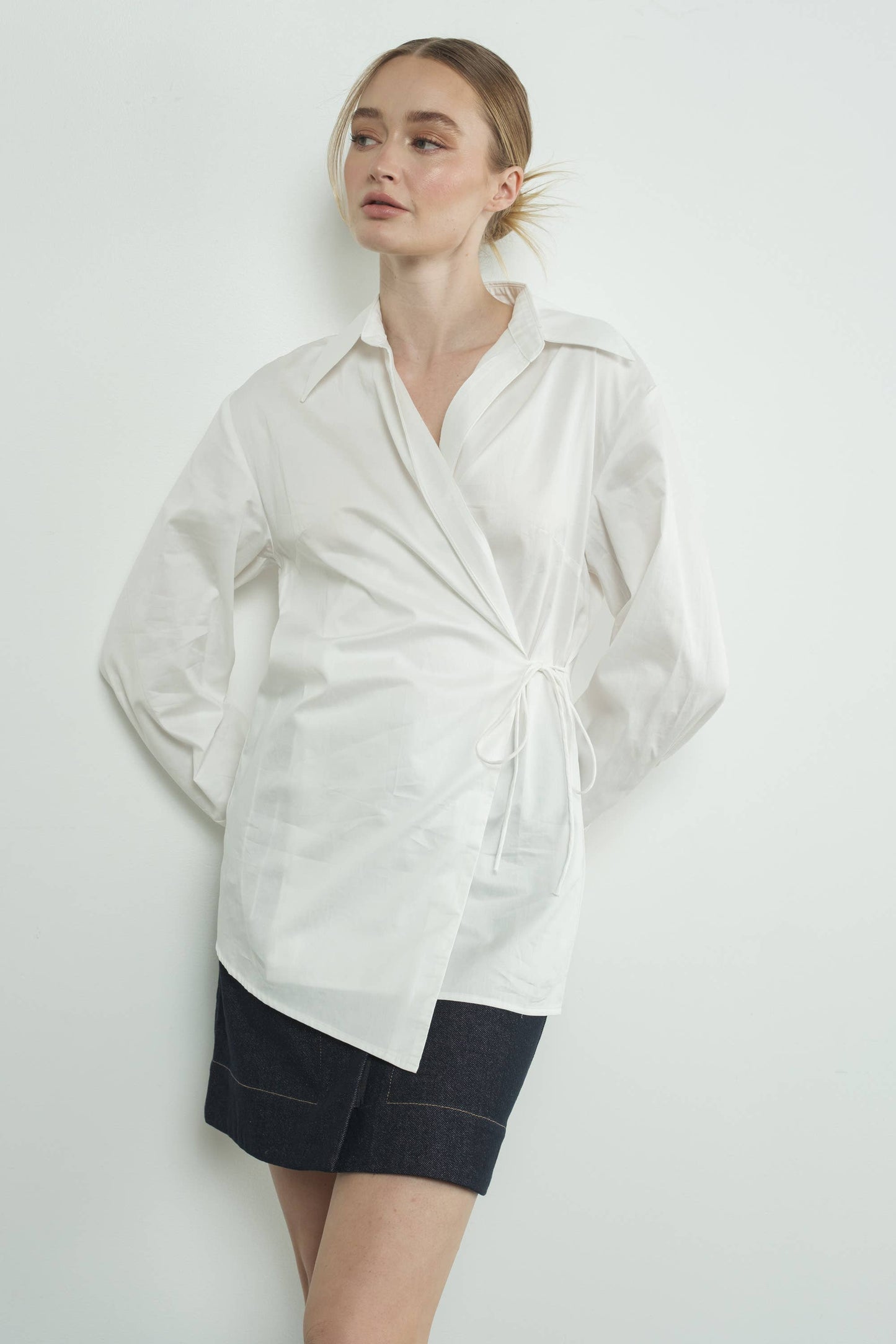 The Lauren Side Tie Wrap Collared Shirt