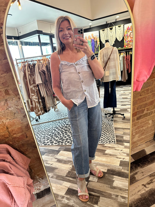 Summer Loving Spaghetti Strap Button Down Cami