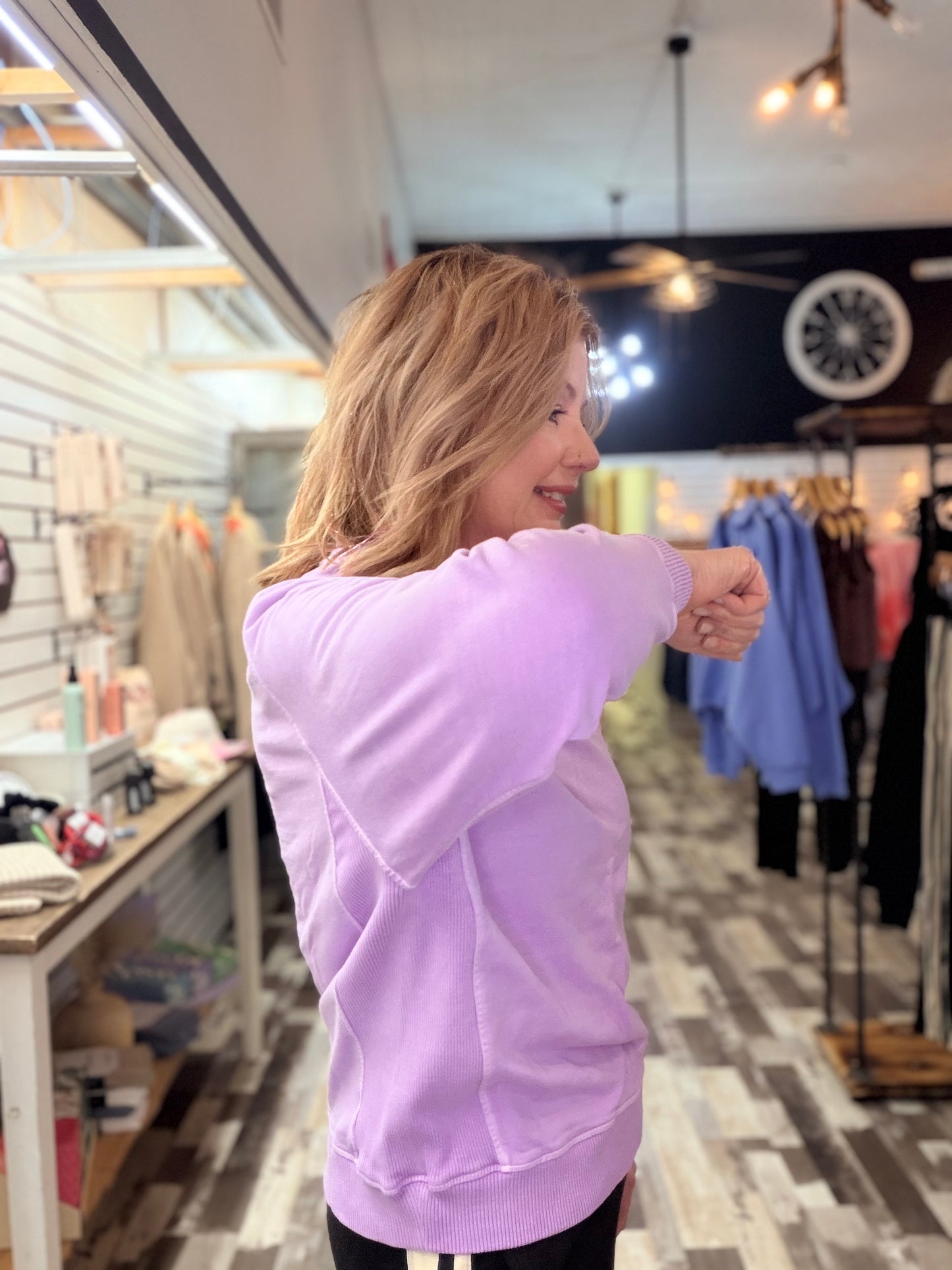 The Glam Mineral Washed Side Ribbed Sweatshirt