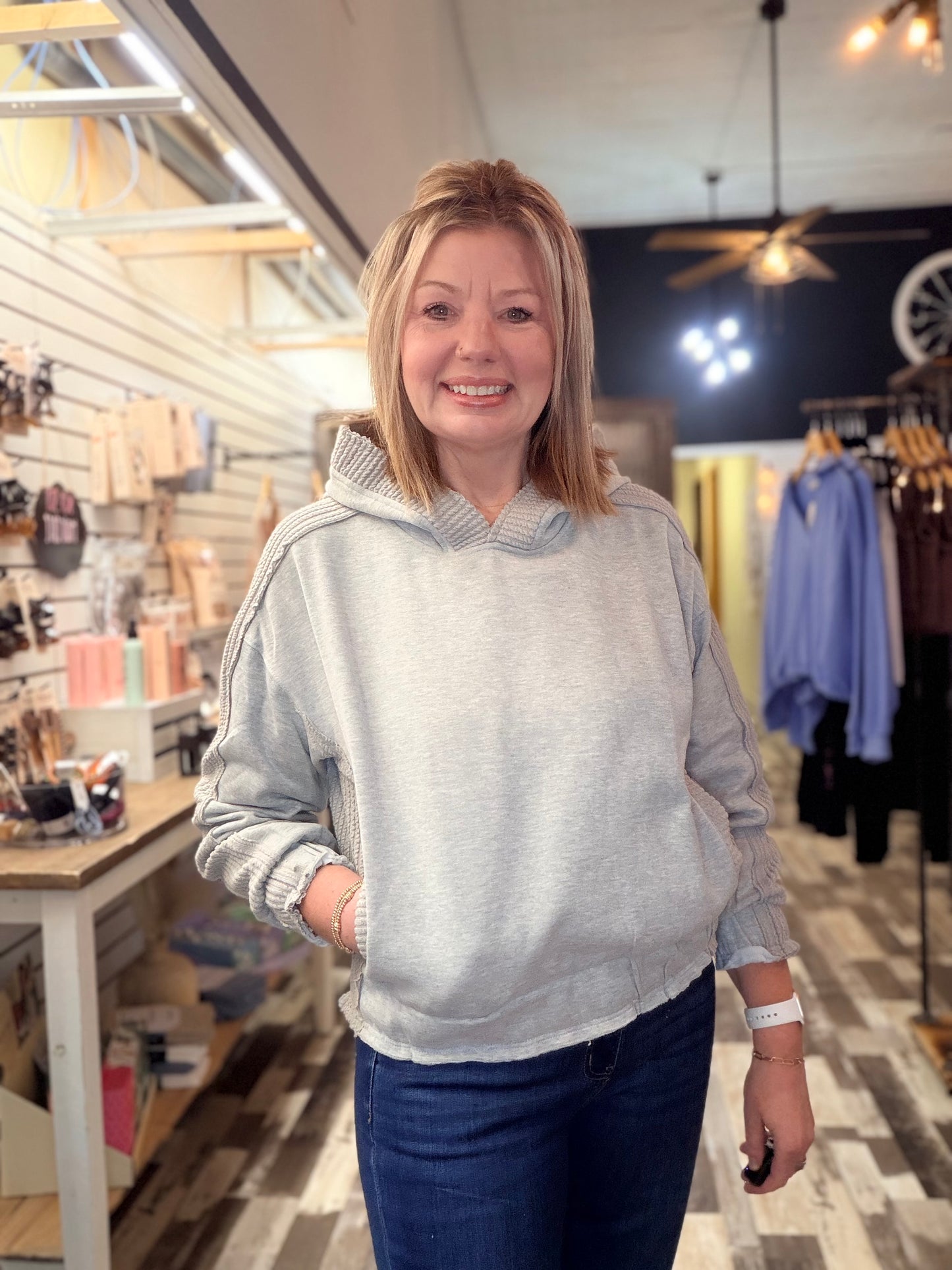 The Cort Brushed Terry Mix Media Block Sweatshirt