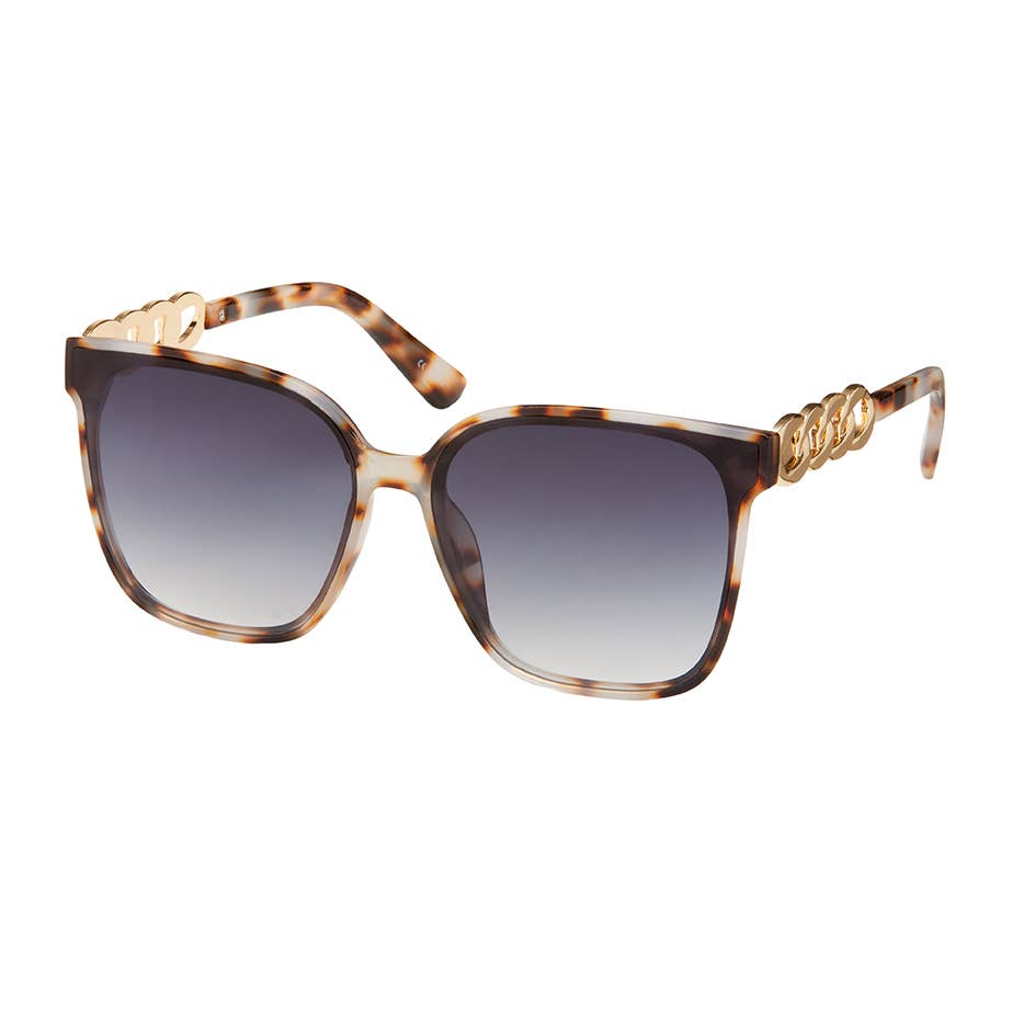 1335 Jade - Oversized W/Metal Design Sunglasses