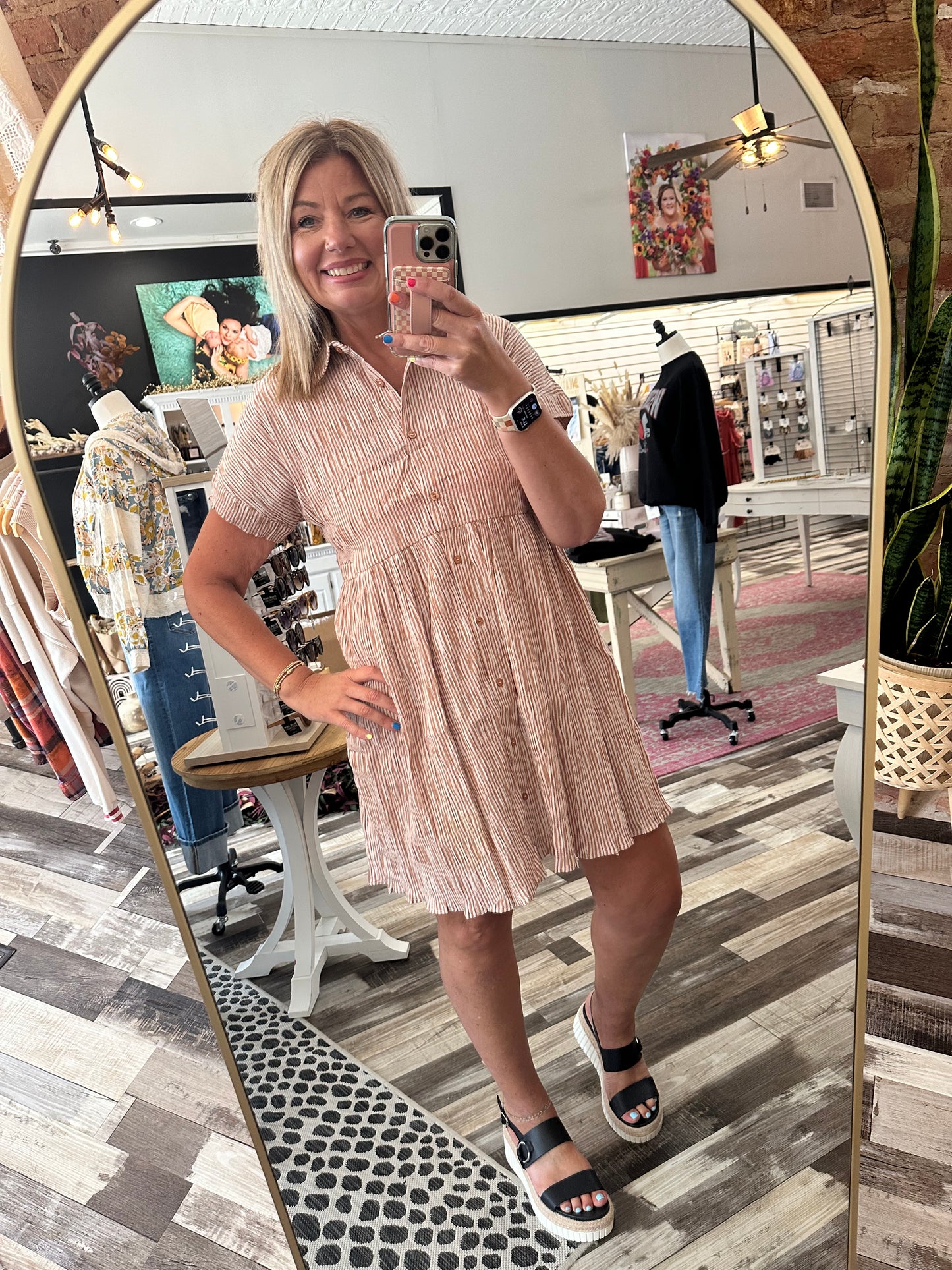The Blanche Terracotta Stripe Dress