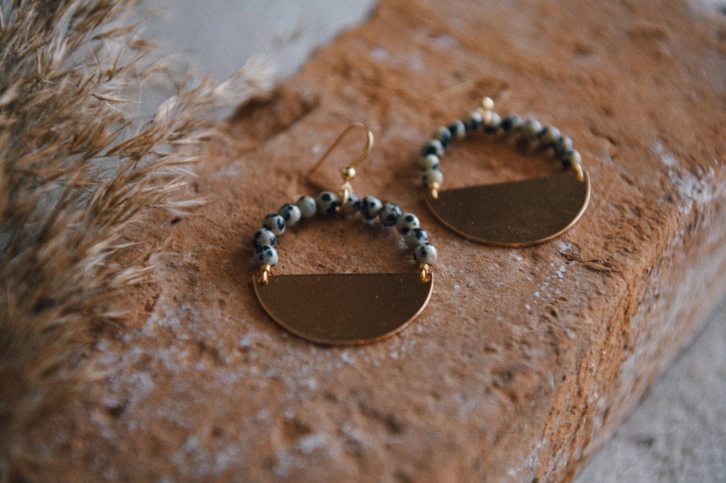 Private Label Stella Beaded Half Moon Hoop Earrings