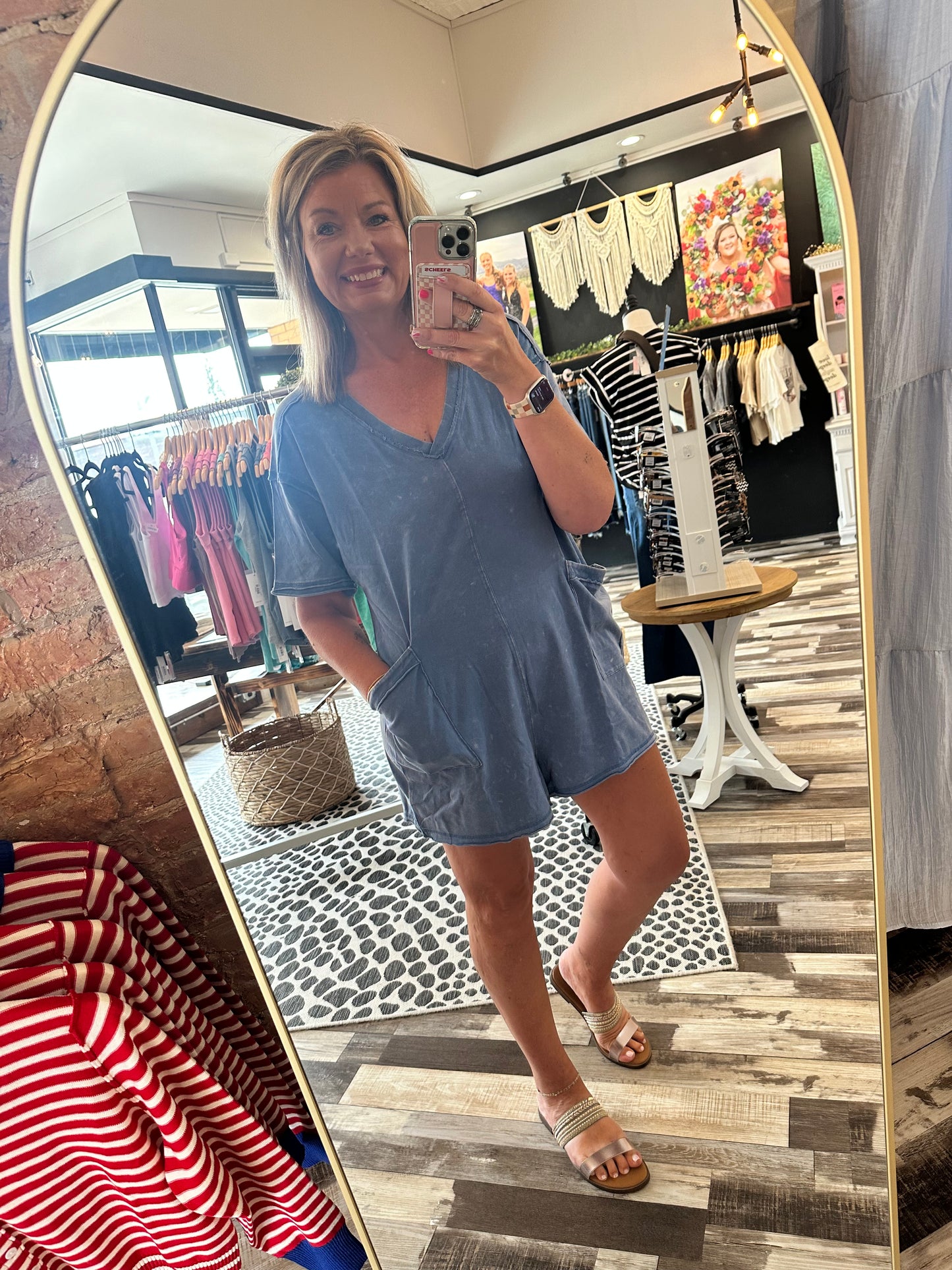 Mineral Washed Oversized Casual Knit Romper