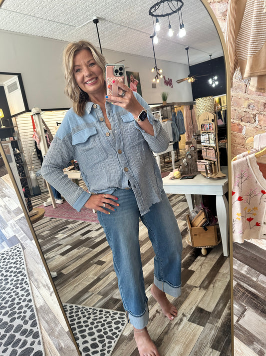 Flying Monkey High Rise Cuffed Wide Jeans