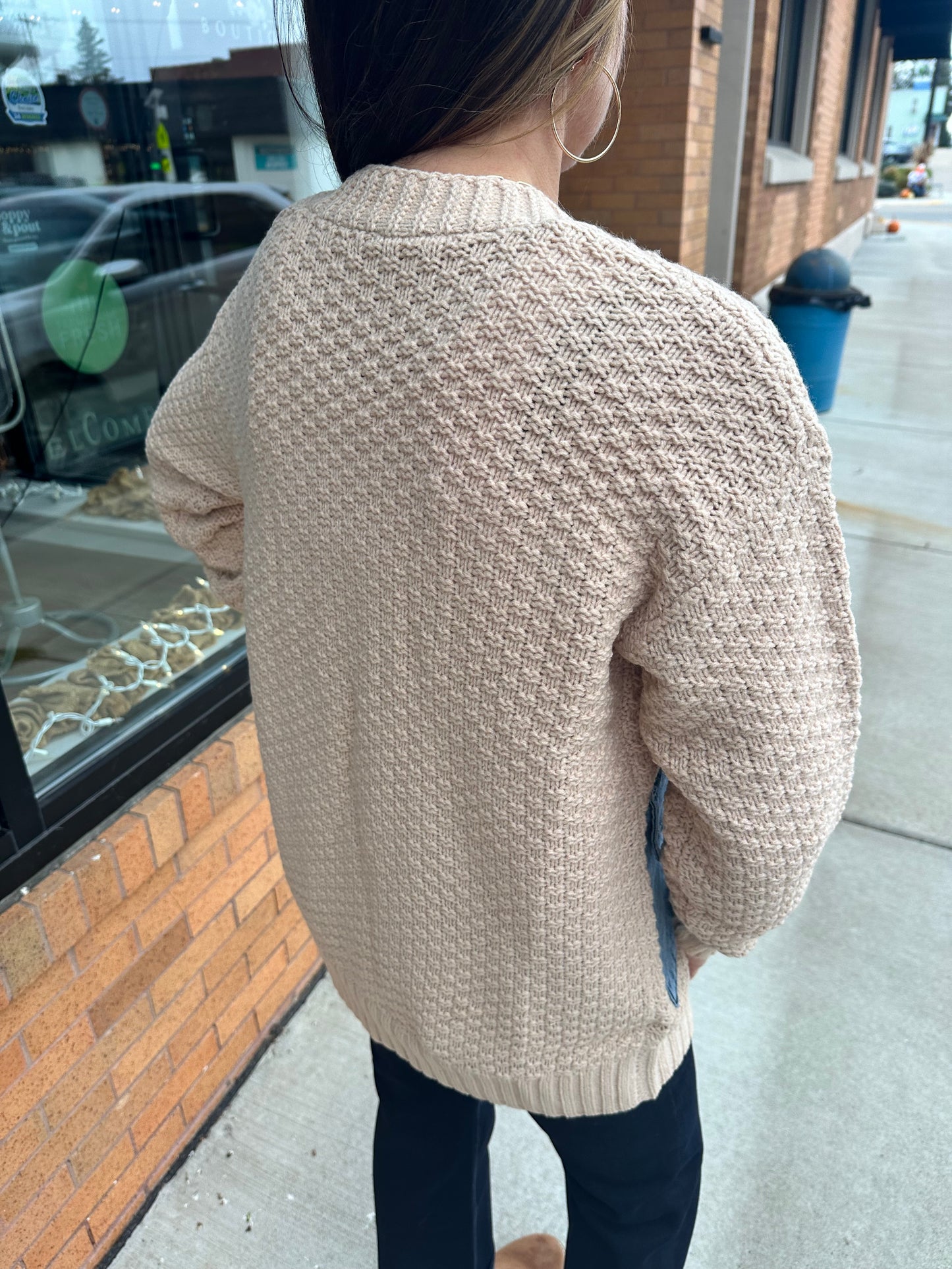 The Staci Open Front Denim Pocket Cardigan