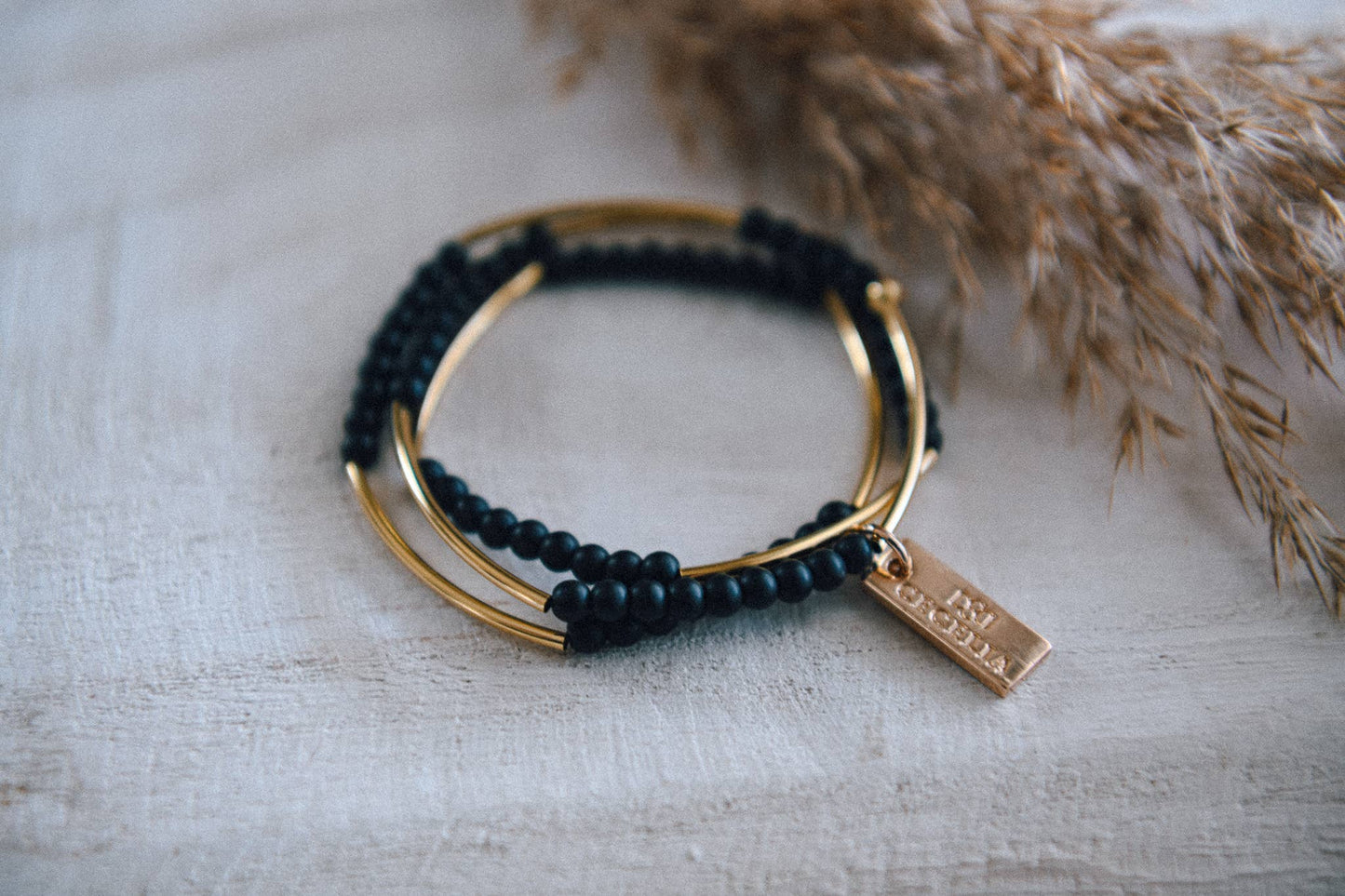 Gemstone and Gold Plated Triple Wrap Bracelets