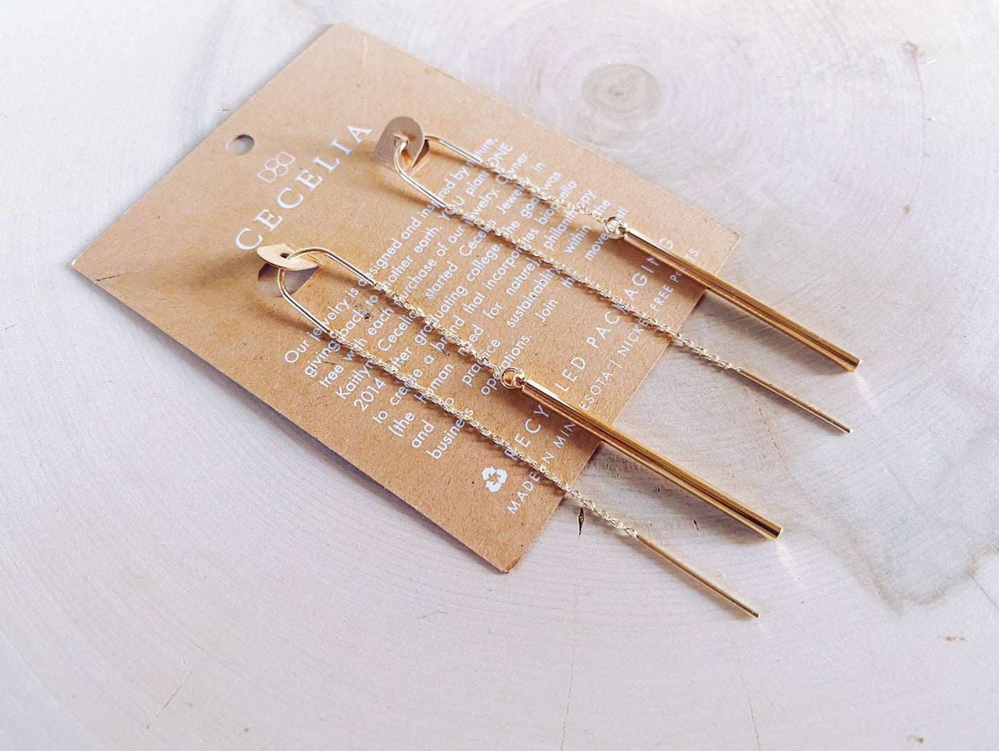 Gatsby Timeless Bar Drop Gold Plated Hoop Earring Collection