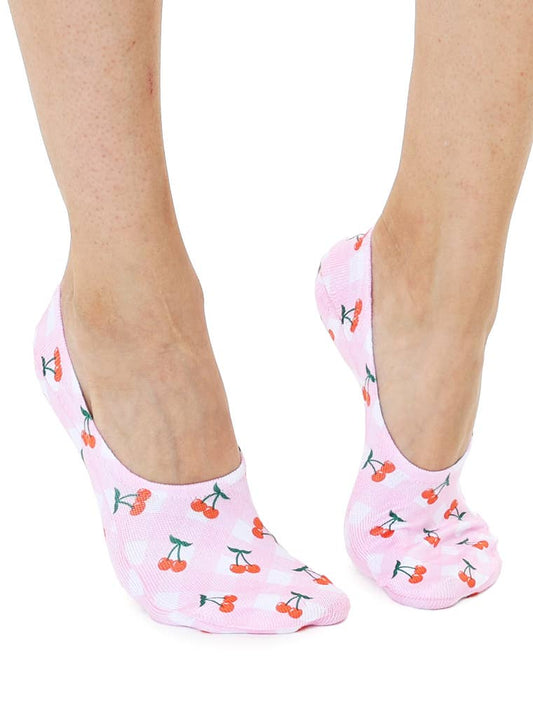 Checkered Pattern w/ Cherries - Pink