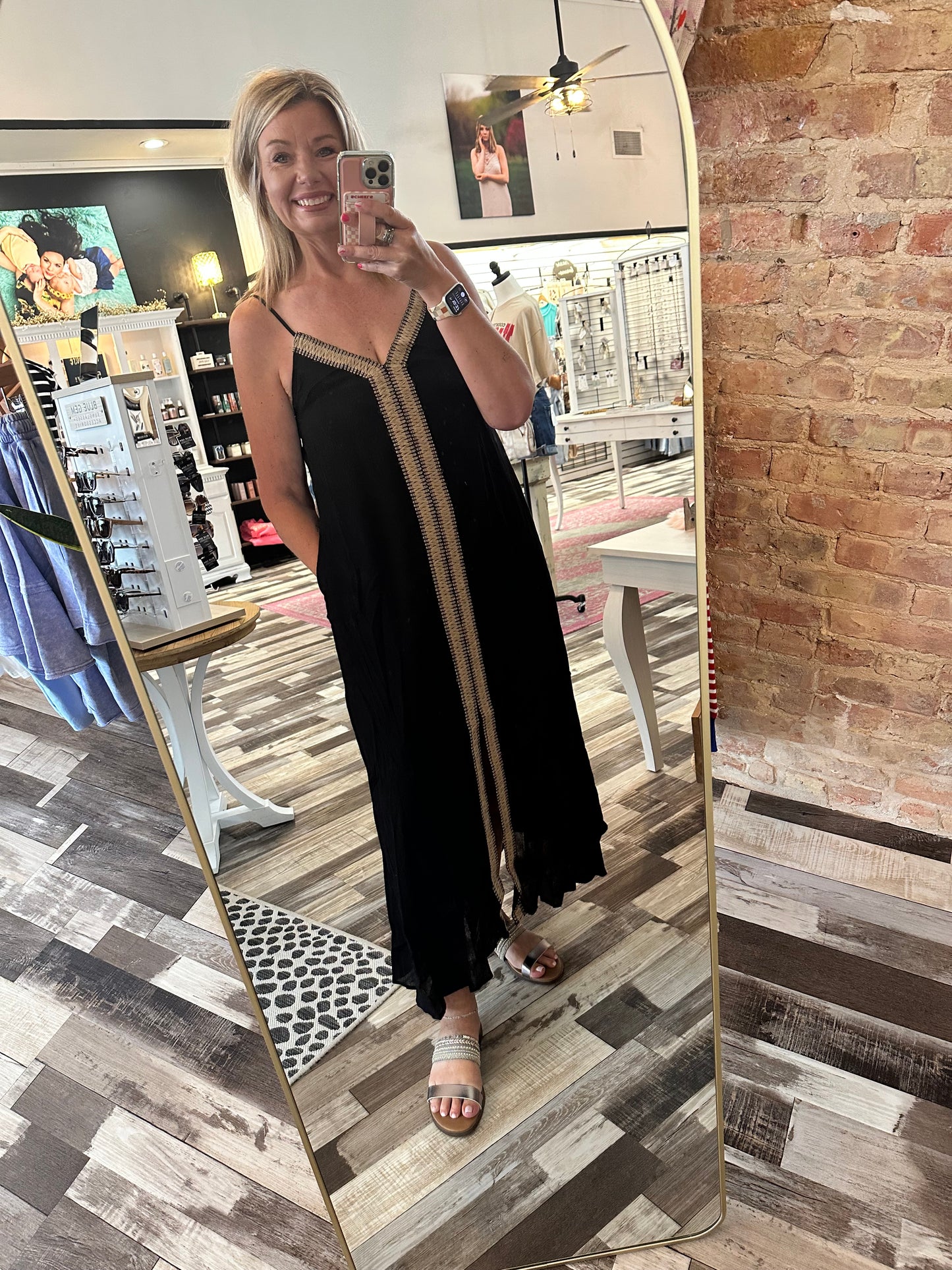 Straw Trimmed Long Maxi Dress