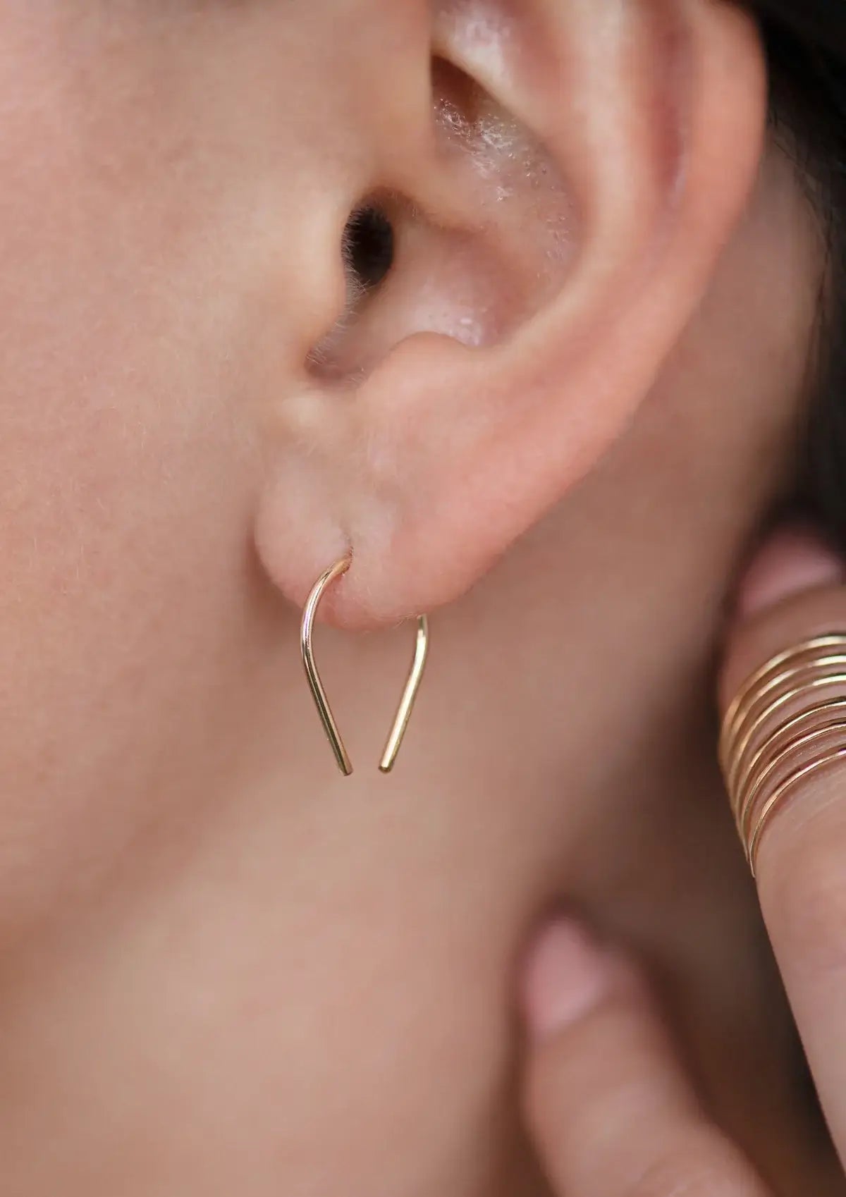 Tiny Horseshoe Earrings | 14kt Gold Fill + Sterling Silver