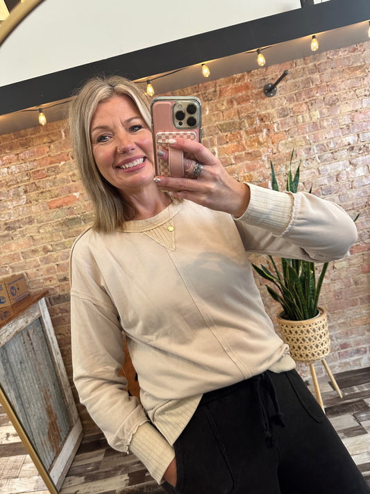 The Tori Rib Contrasted French Terry Top