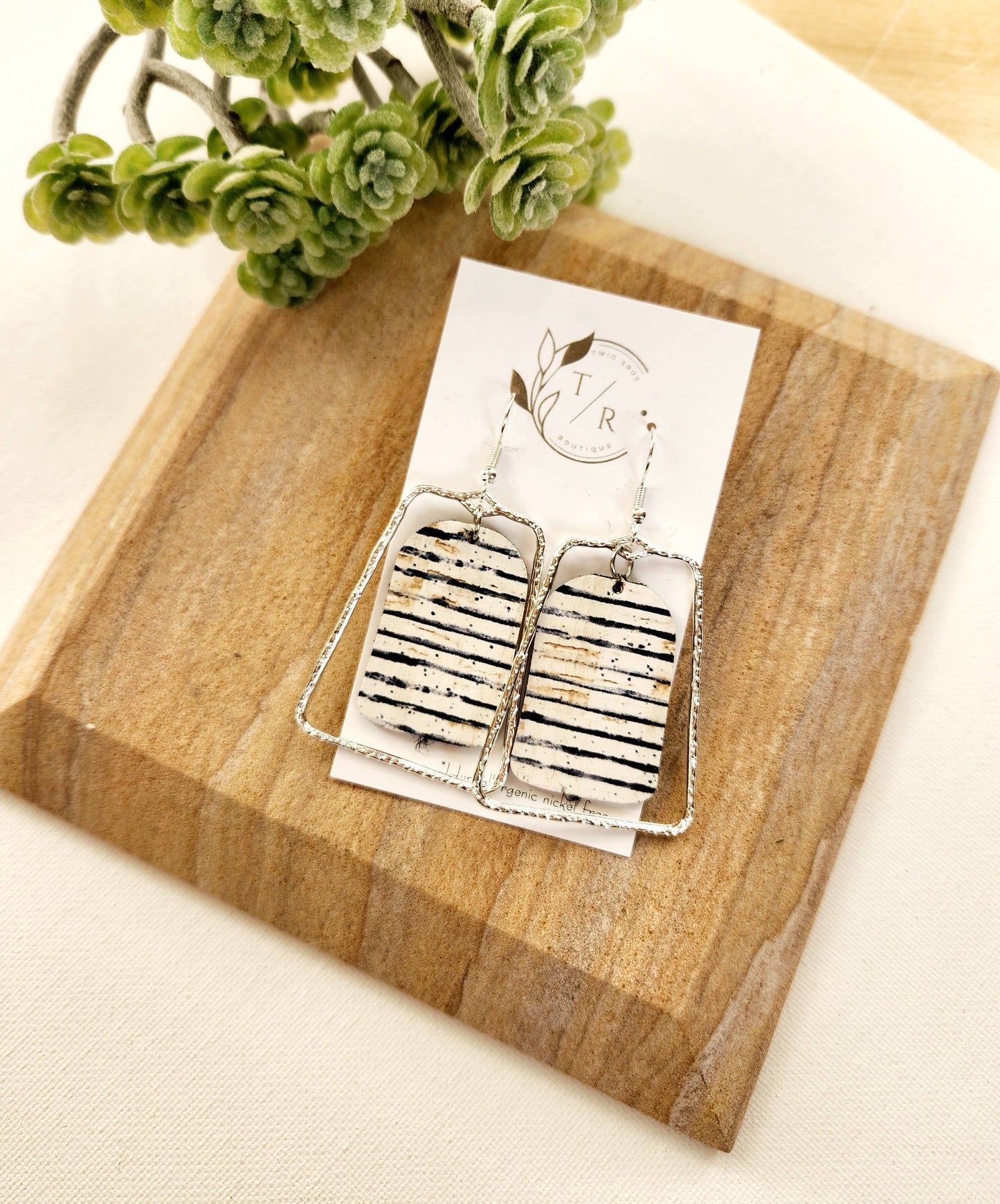 Twig & Rue - Chloe| Black & White collection, leather and gold statement: Peony floral / Gold Plated