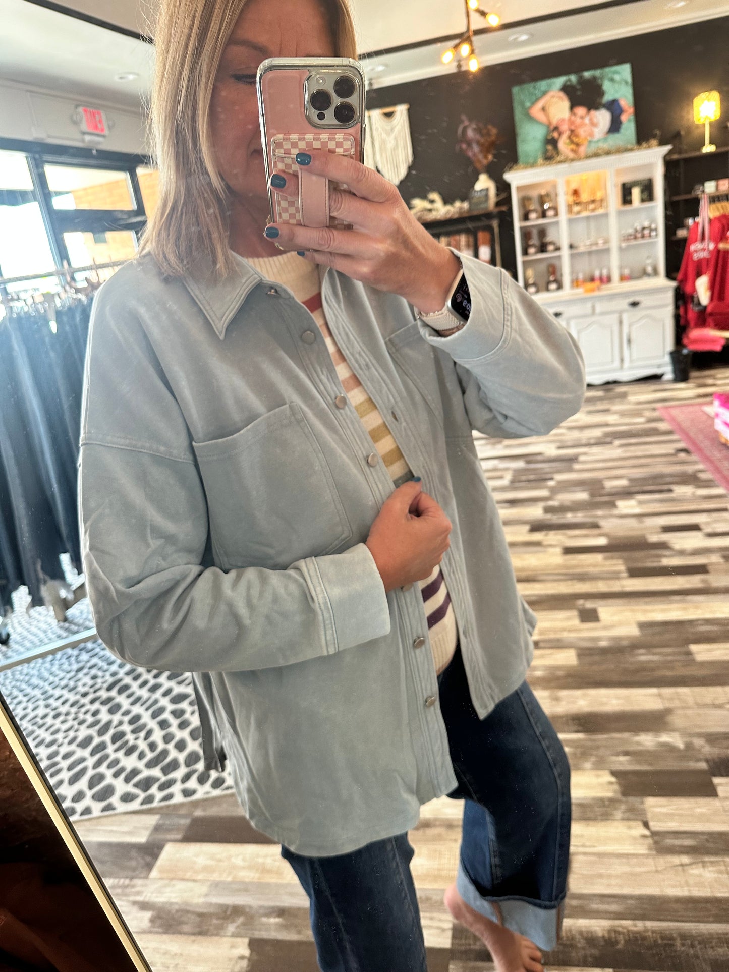 The Tenley Mineral Washed Tencel Oversized Knit Shacket