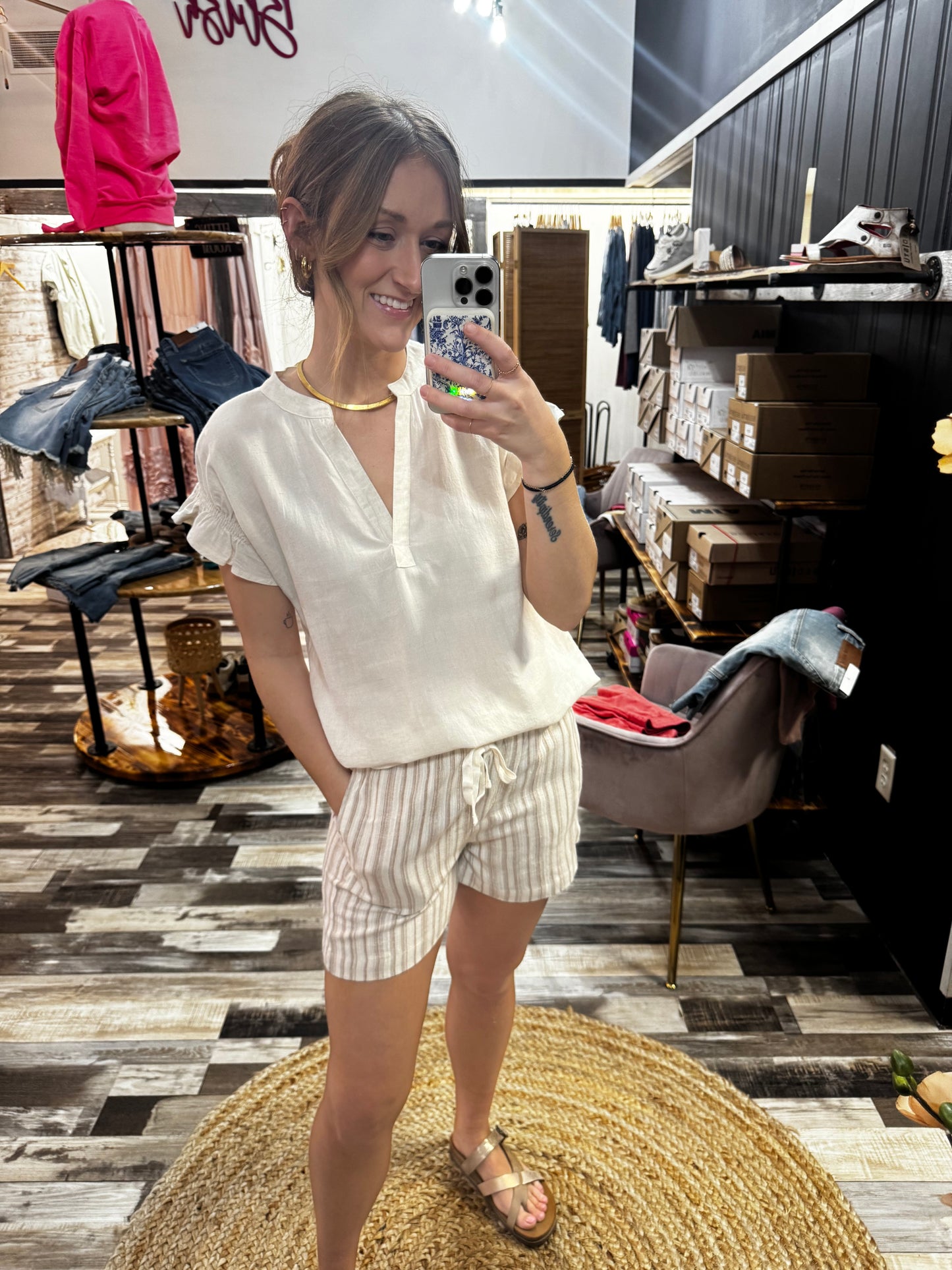 Drawstring Striped Shorts