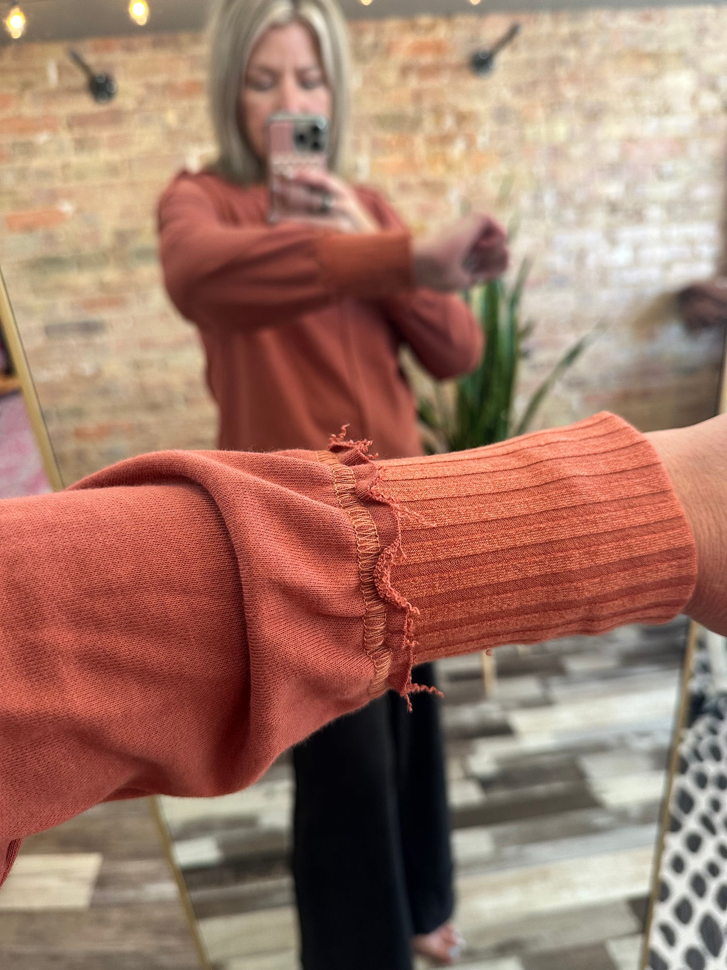 The Tori Rib Contrasted French Terry Top
