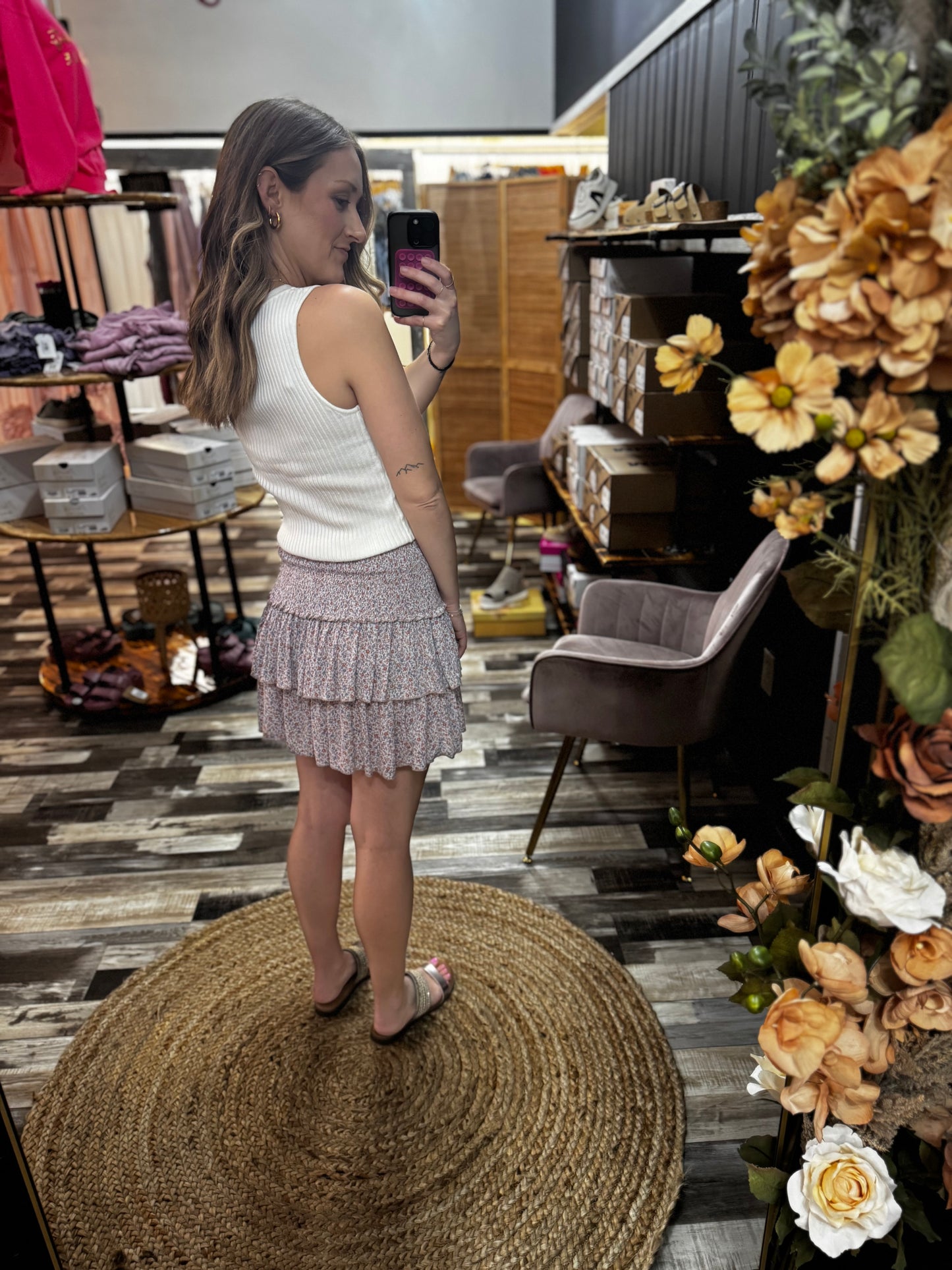 Ruffle Ditsy Floral Top or Skirt