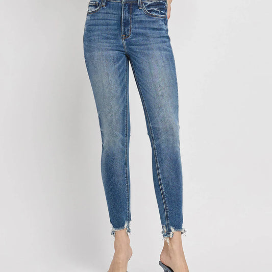Lovervet High Rise Distressed Hem Skinny Jeans