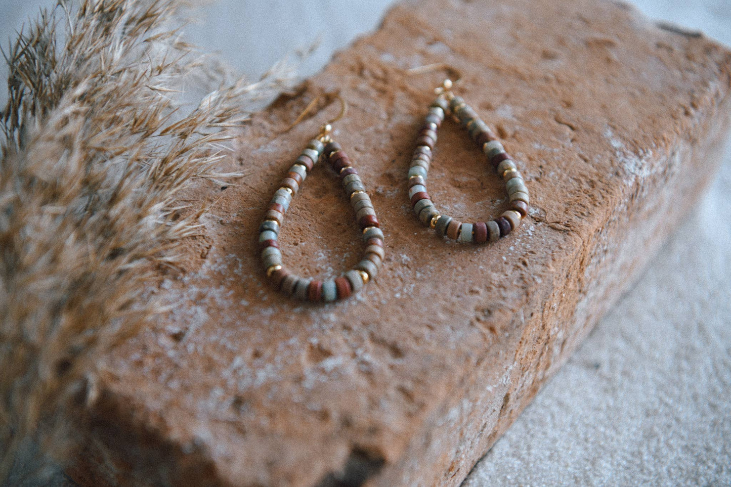 Freebird Genuine Gemstone Teardrop Hoop Earrings
